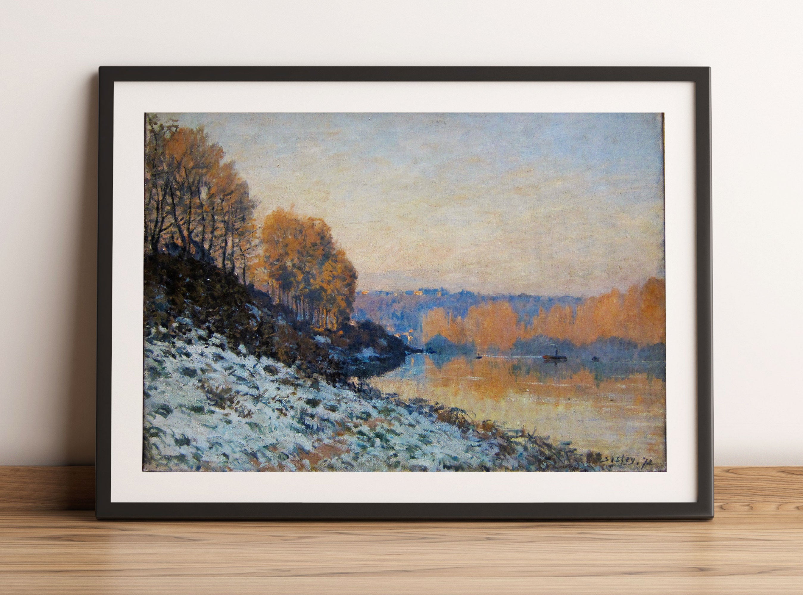 Alfred Sisley - Port Marly White Frost , Gerahmtes Bild