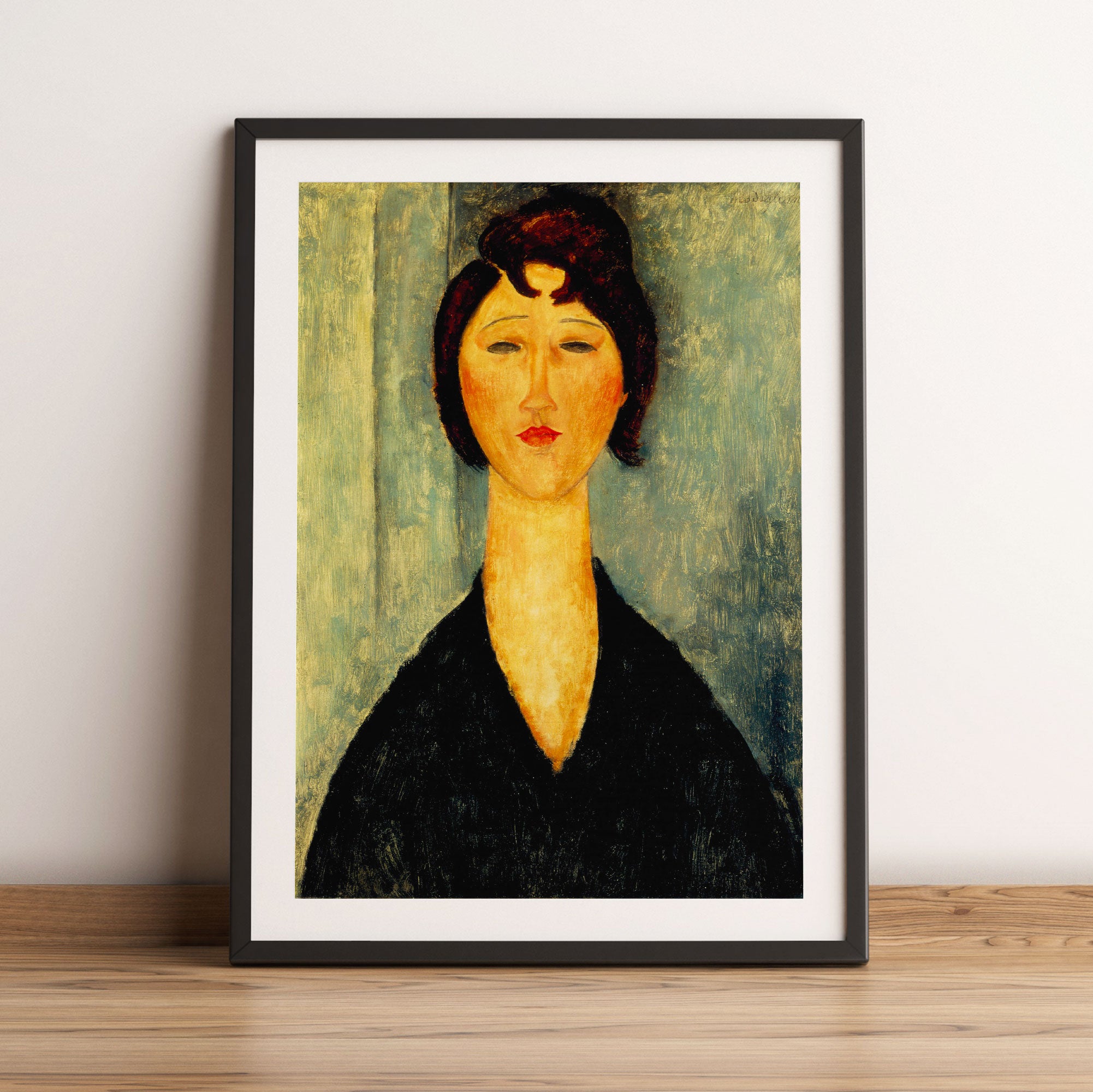 Amedeo Modigliani - Portrait einer jungen Frau , Gerahmtes Bild