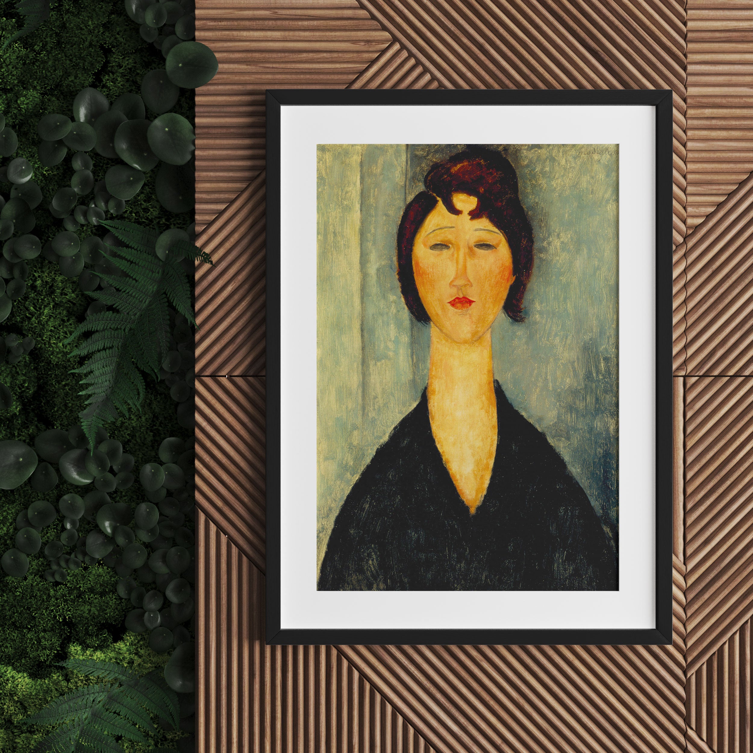 Amedeo Modigliani - Portrait einer jungen Frau , Gerahmtes Bild