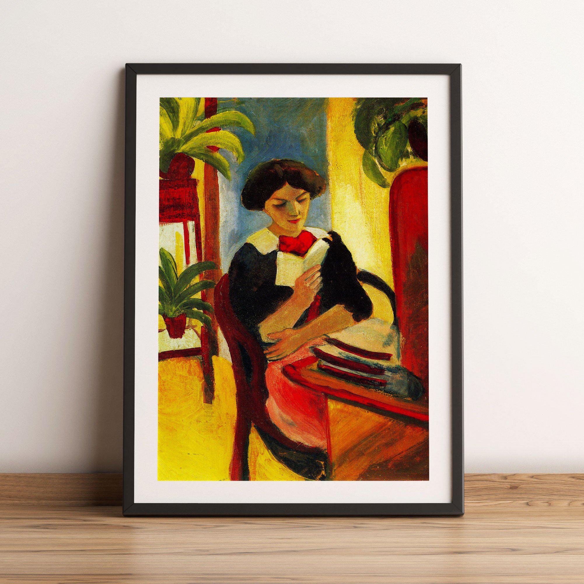 August Macke - Abstrakt Elizabeth Reading, Gerahmtes Bild