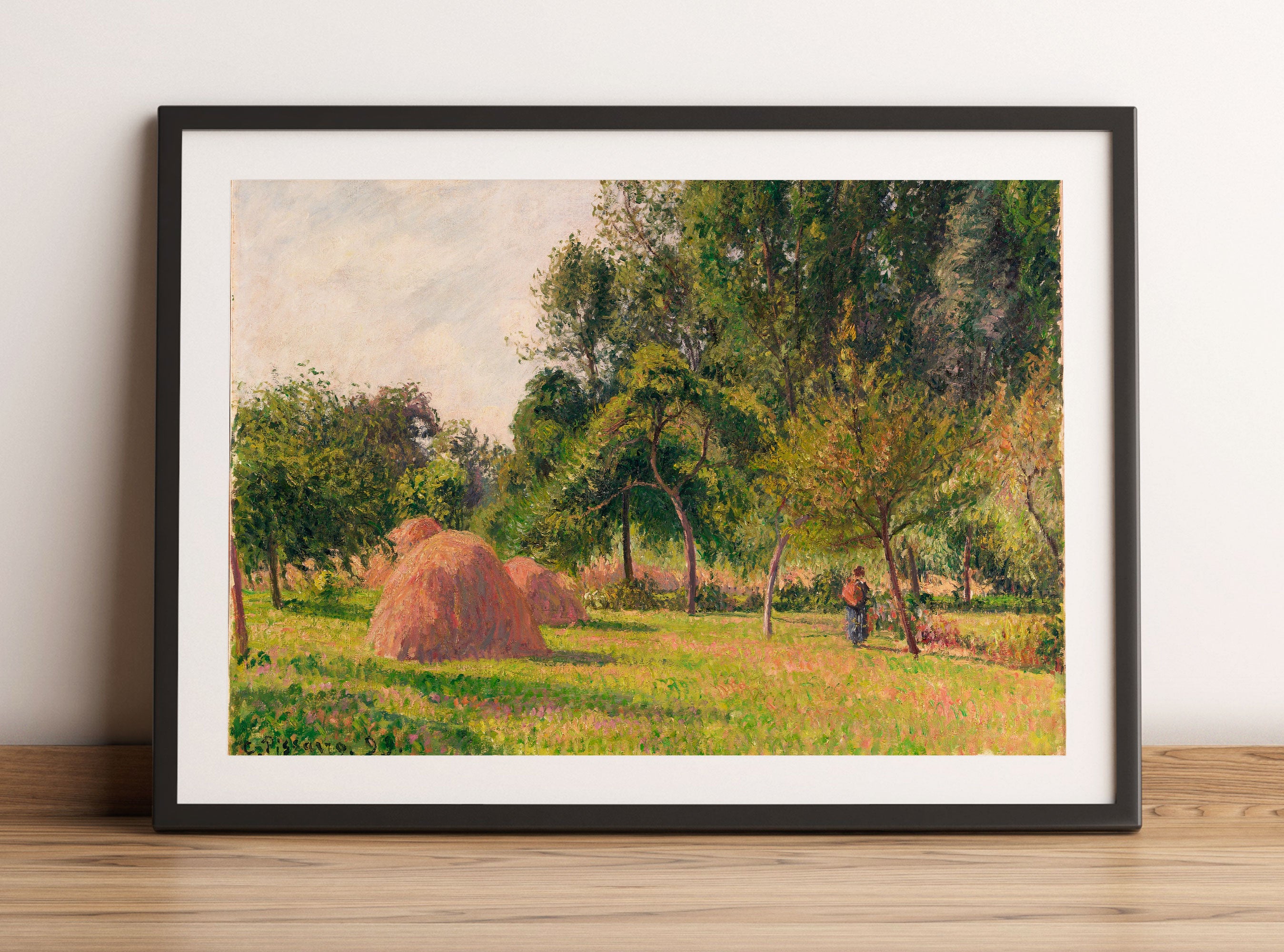 Camille Pissarro - Haystacks Morning Eragny , Gerahmtes Bild