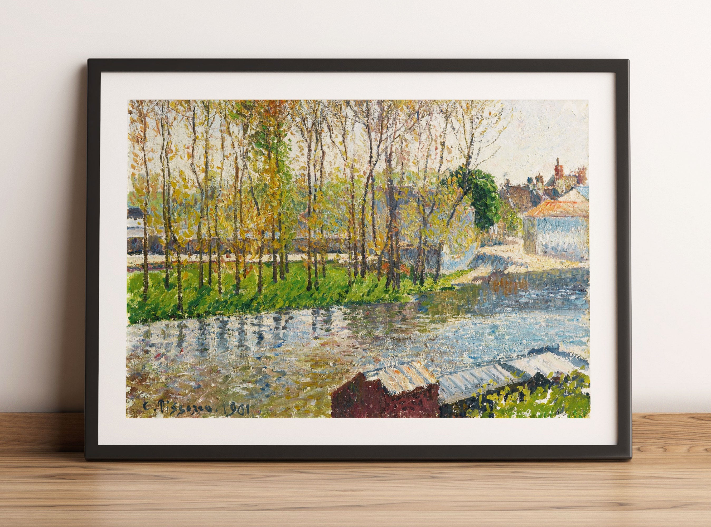 Camille Pissarro - BORDS DU LOING À MORET , Gerahmtes Bild