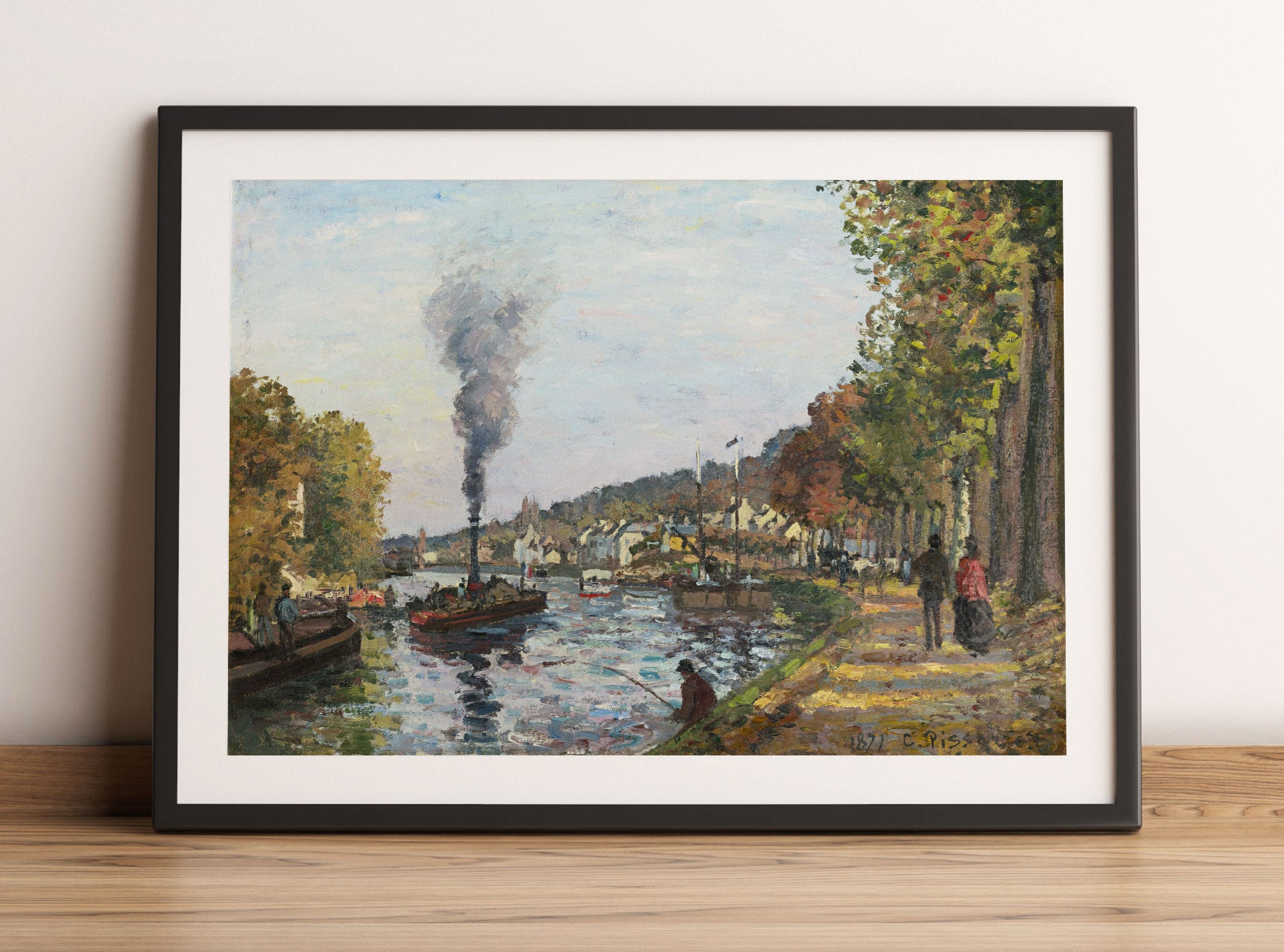 Camille Pissarro - LA SEINE À BOUGIVAL , Gerahmtes Bild