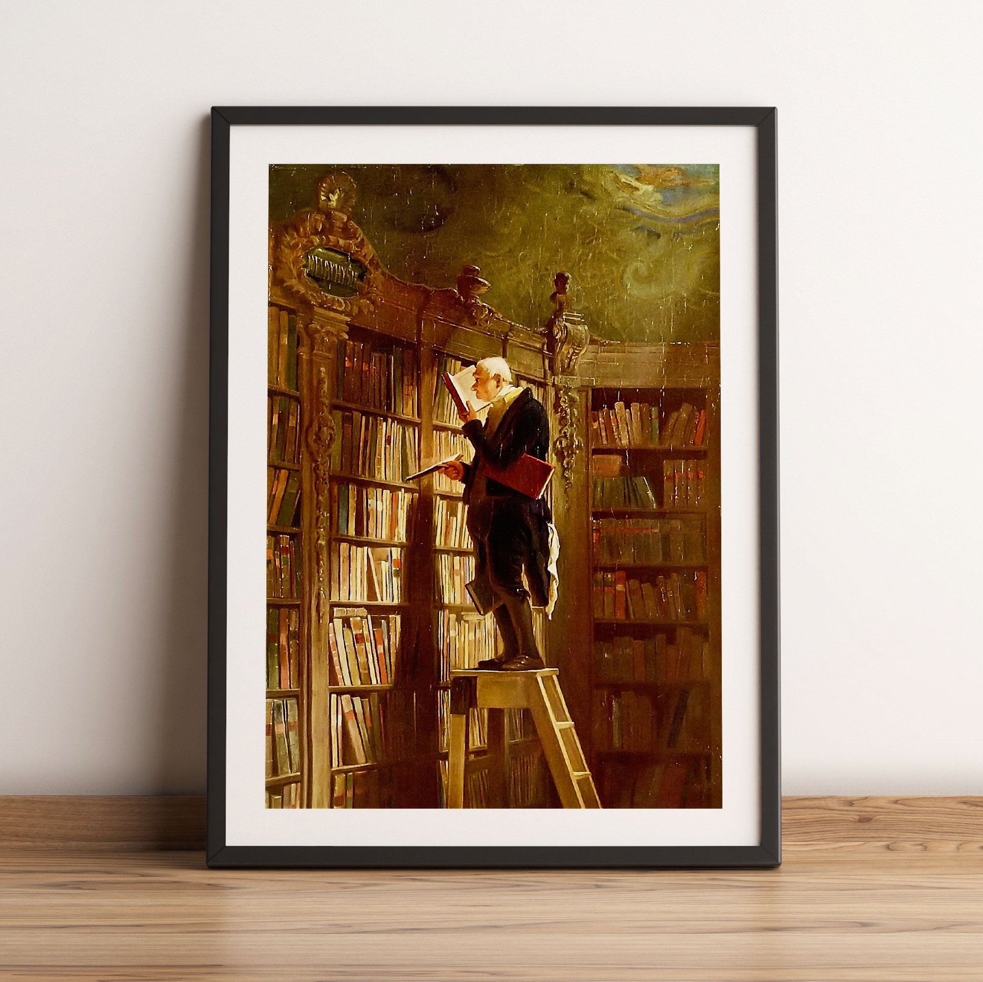 Carl Spitzweg - Der Bücherwurm , Gerahmtes Bild