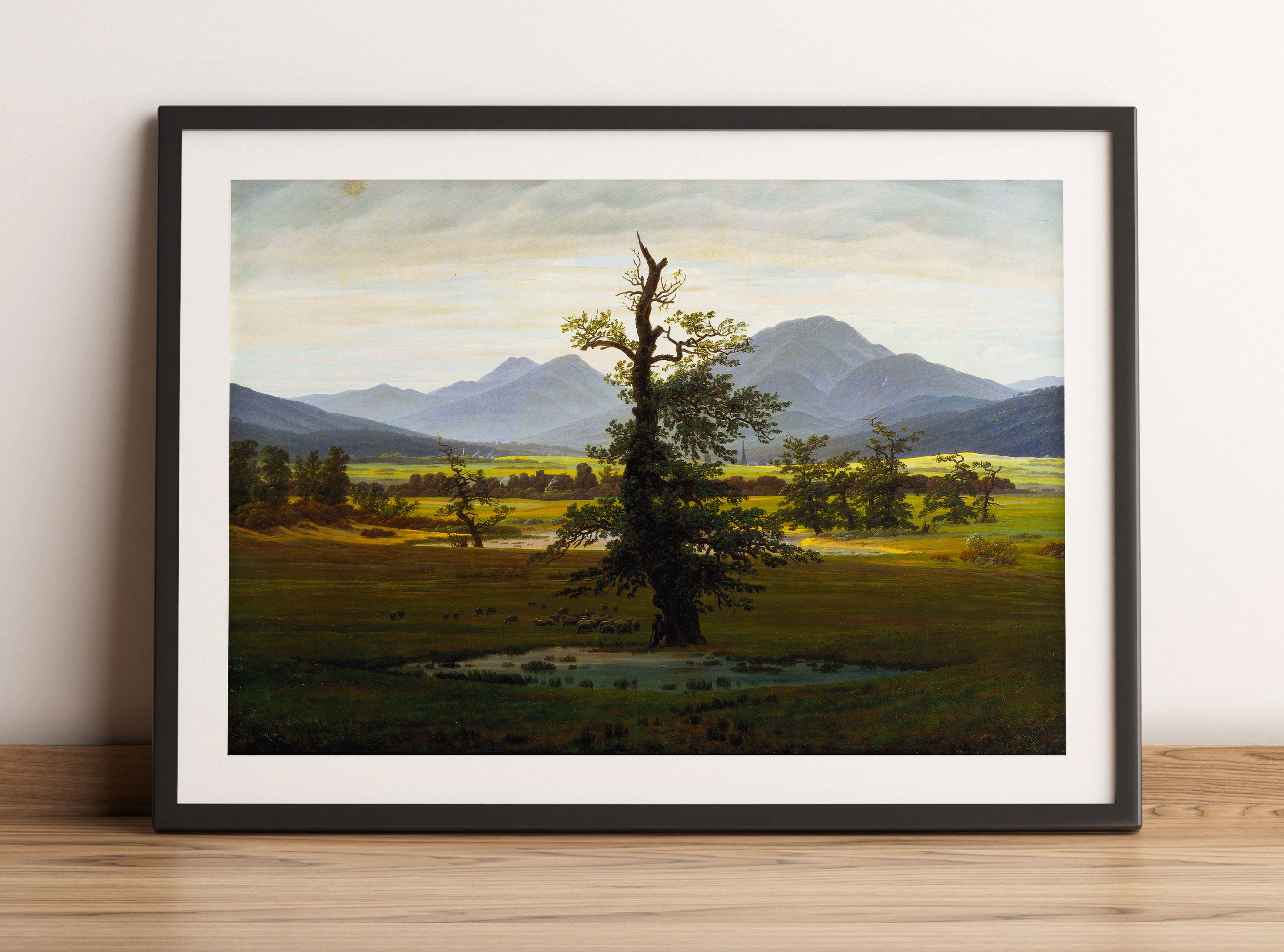 Caspar David Friedrich - Der einsame Baum, Gerahmtes Bild