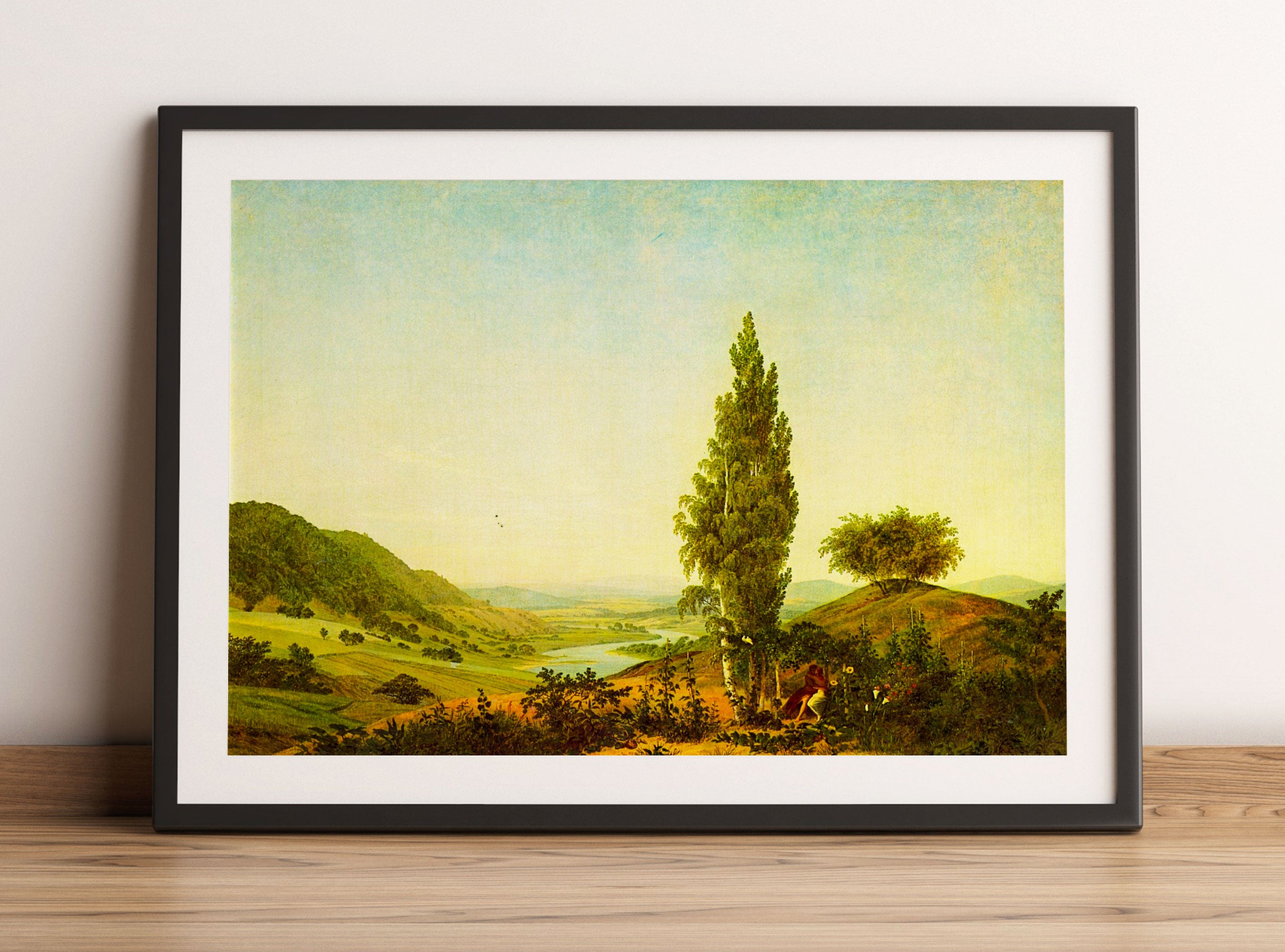 Caspar David Friedrich - Der Sommer Landschaft mit Lie, Gerahmtes Bild