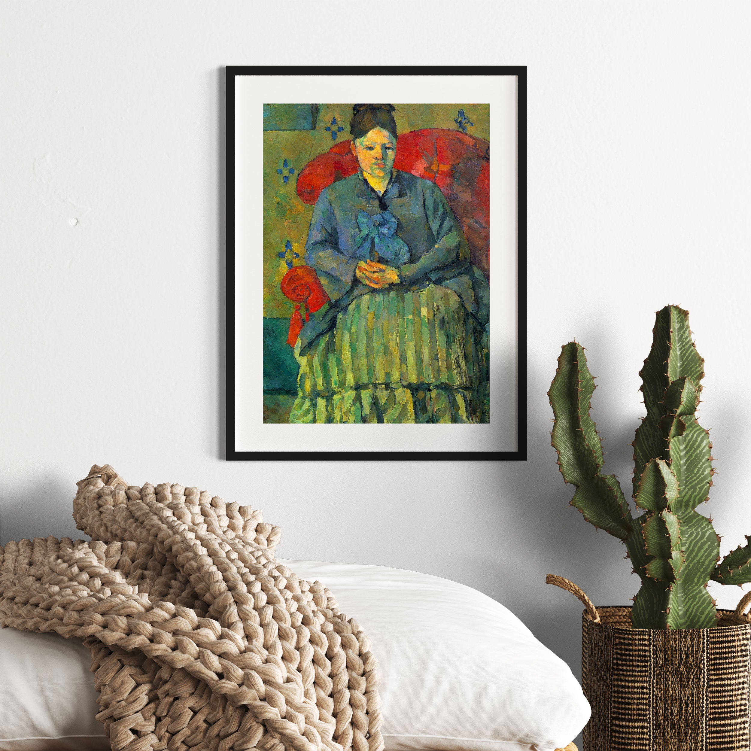 Paul Cézanne - Porträt der Mme Cézanne in rotem Lehnst, Gerahmtes Bild