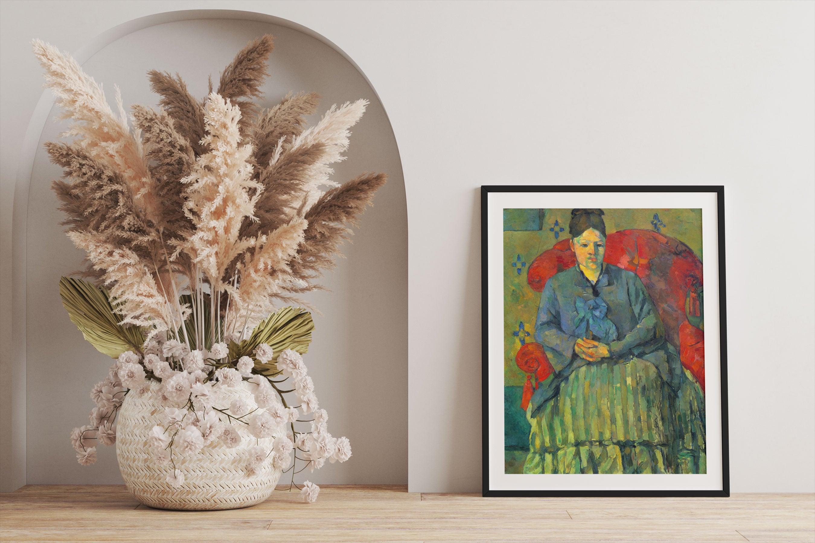 Paul Cézanne - Porträt der Mme Cézanne in rotem Lehnst, Gerahmtes Bild