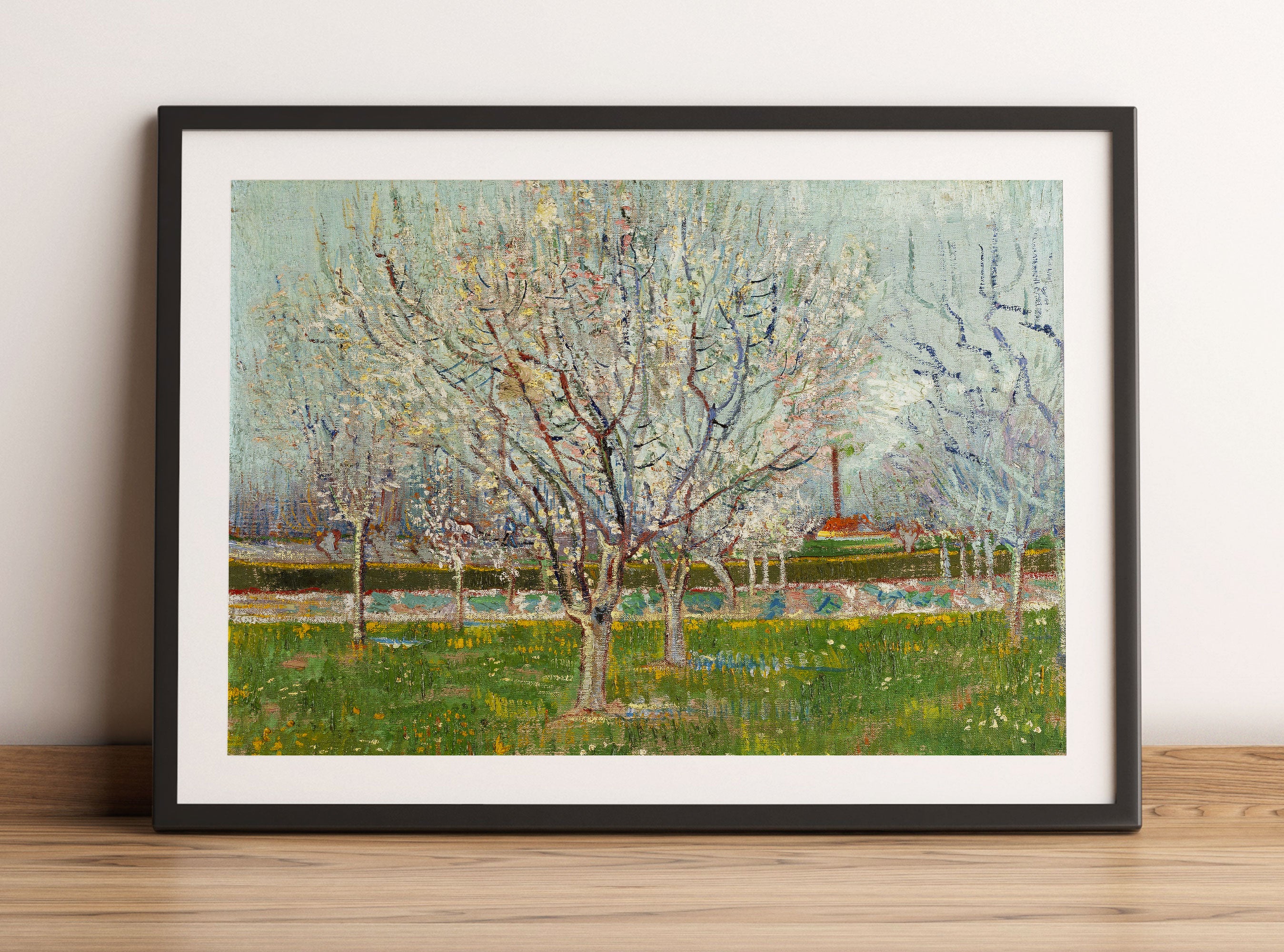 Vincent Van Gogh - Blühender Obstgarten Pflaumenbaum , Gerahmtes Bild