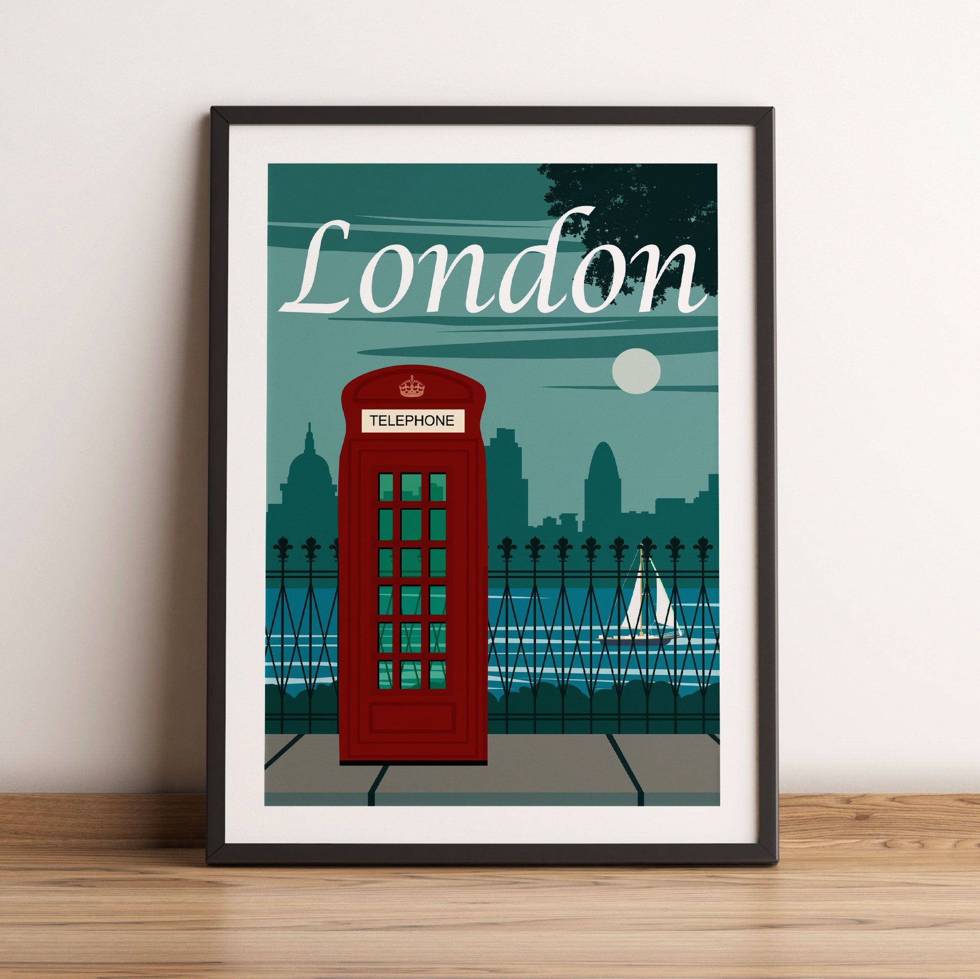 Vintage Poster  - London Telefonzelle I, Gerahmtes Bild