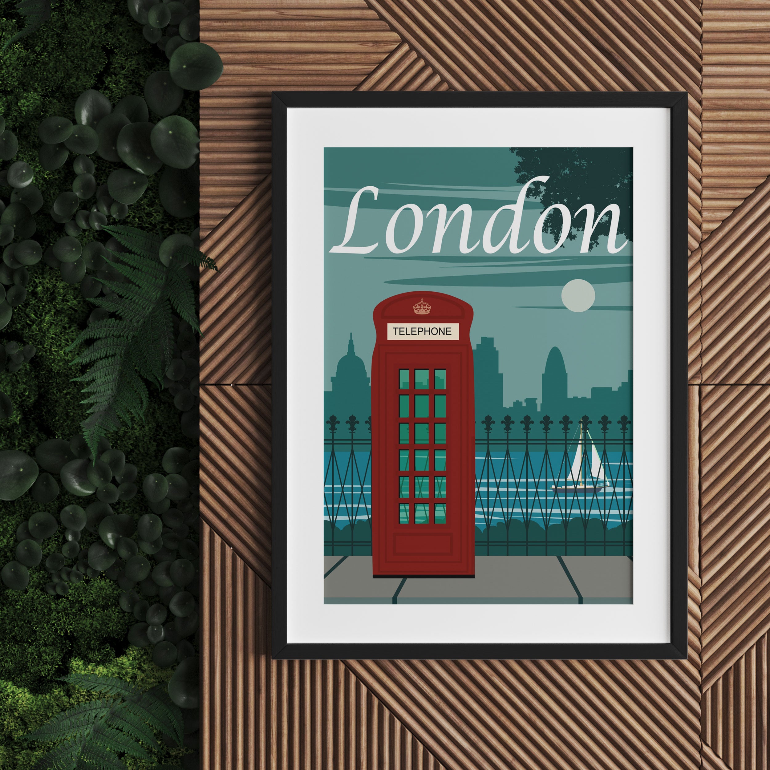 Vintage Poster  - London Telefonzelle I, Gerahmtes Bild