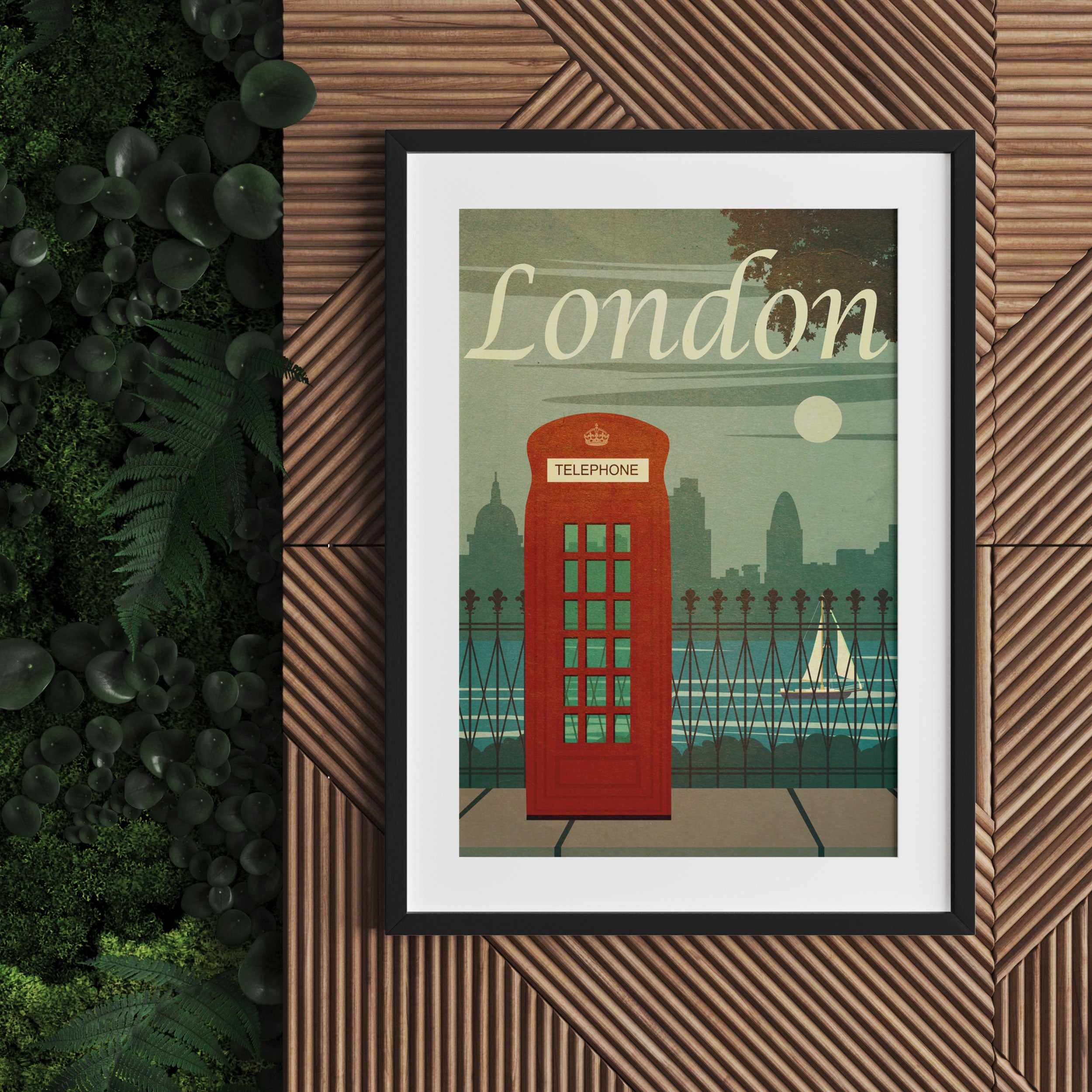 Vintage Poster  - London Telefonzelle II, Gerahmtes Bild