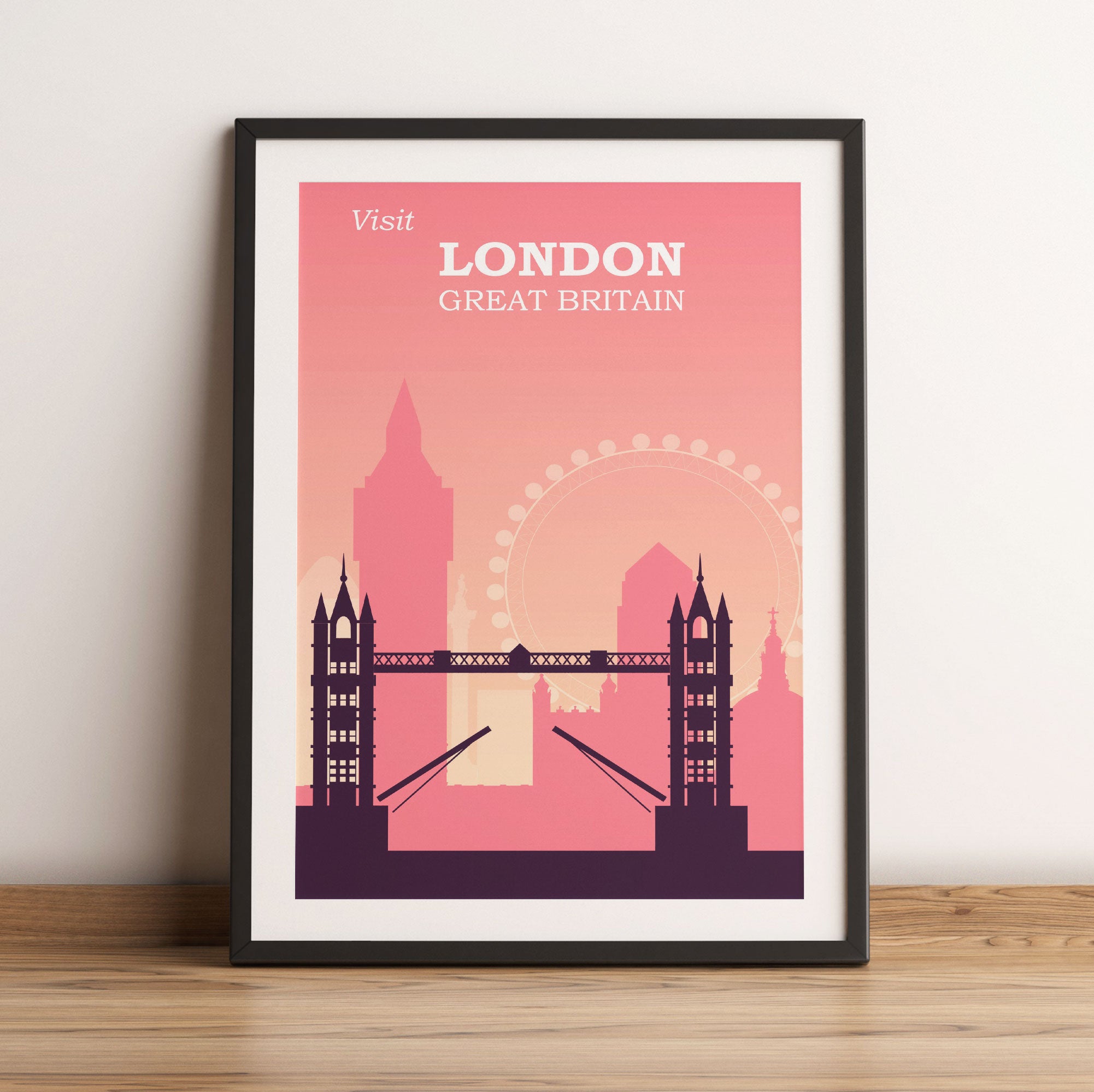 Vintage Poster  - London Tower Bridge, Gerahmtes Bild