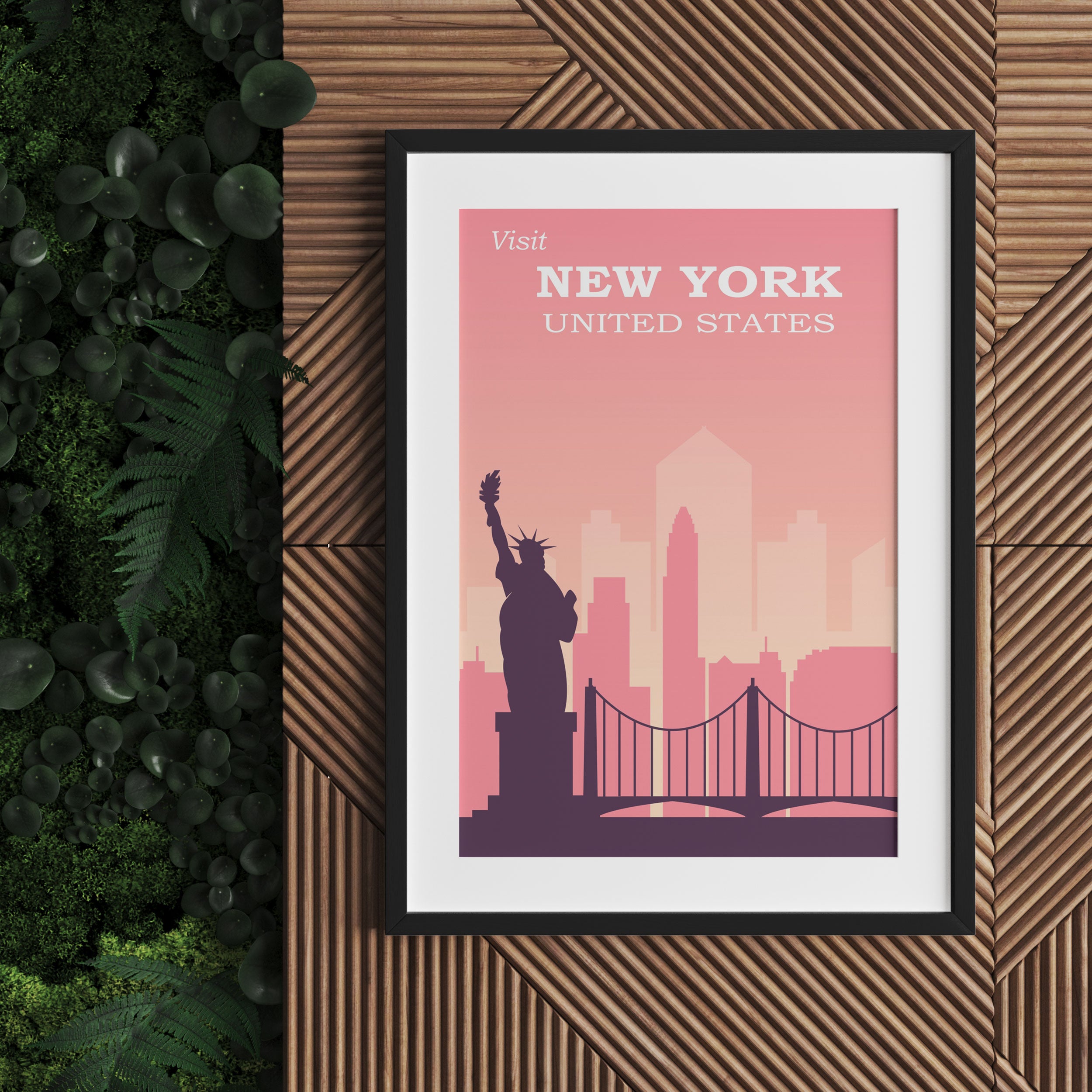 Vintage Poster  - New York Skyline, Gerahmtes Bild