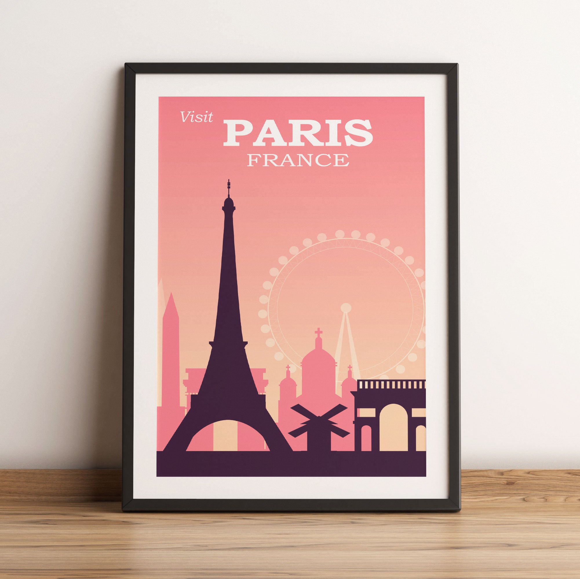 Vintage Poster  - Paris Sykline, Gerahmtes Bild