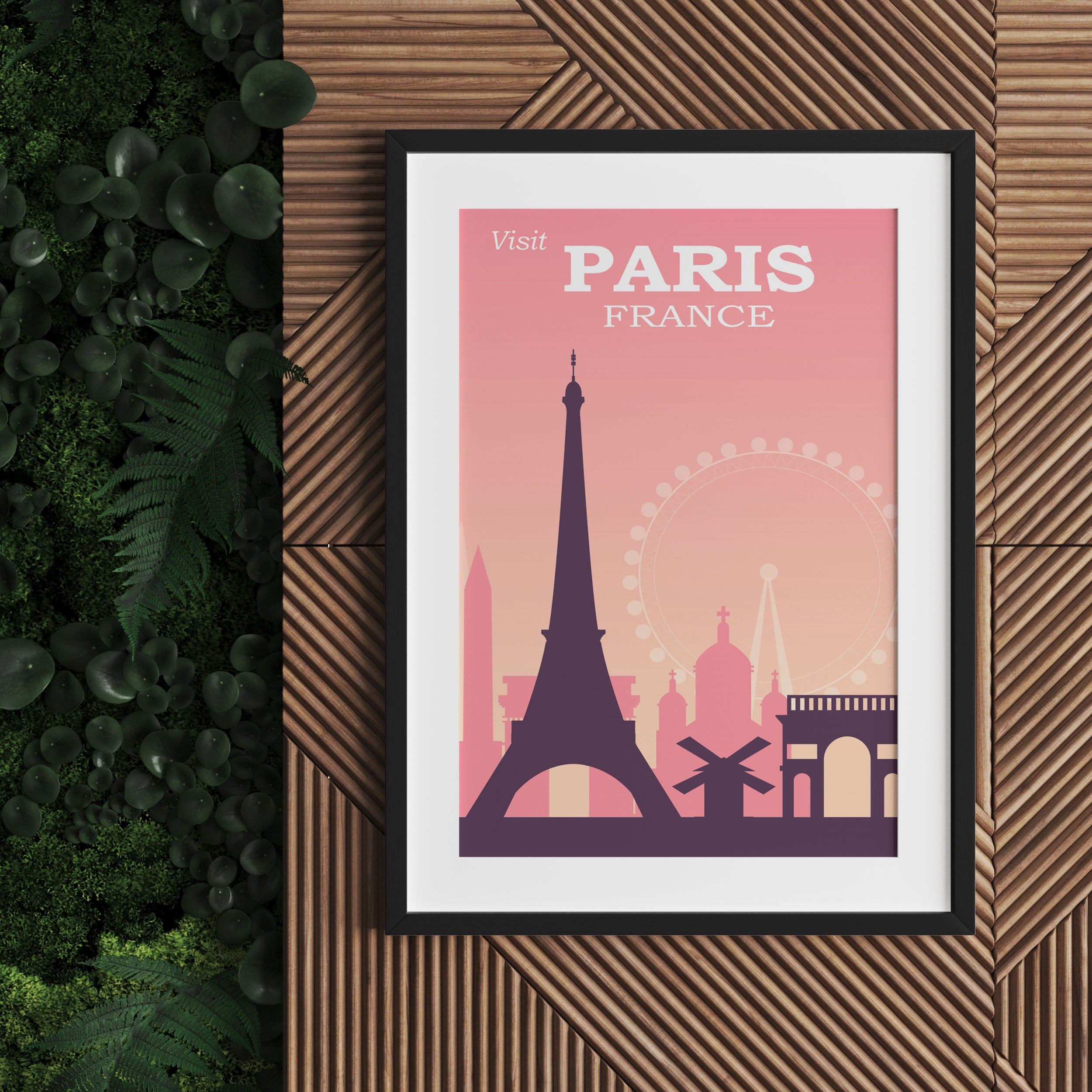 Vintage Poster  - Paris Sykline, Gerahmtes Bild