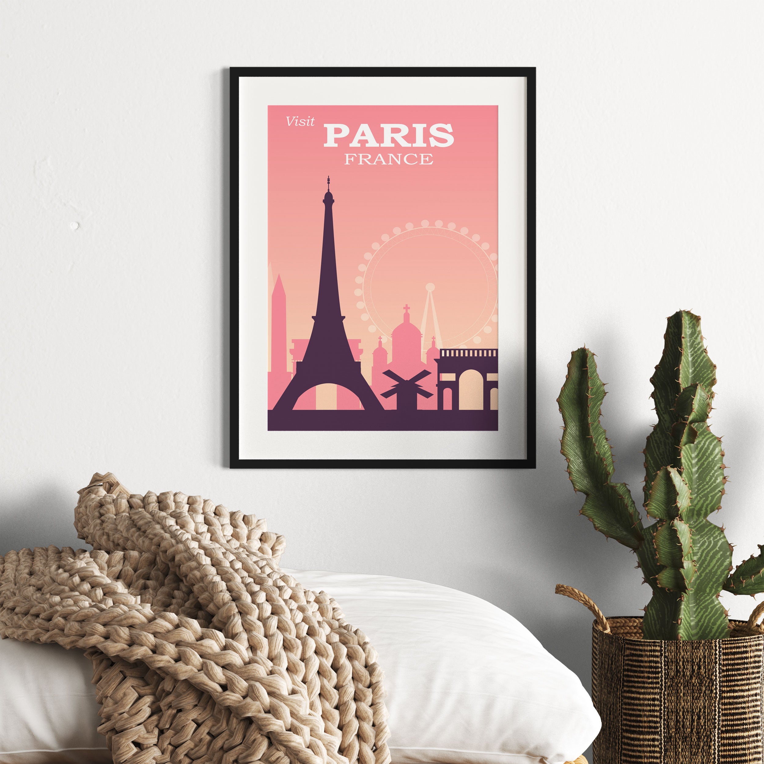 Vintage Poster  - Paris Sykline, Gerahmtes Bild