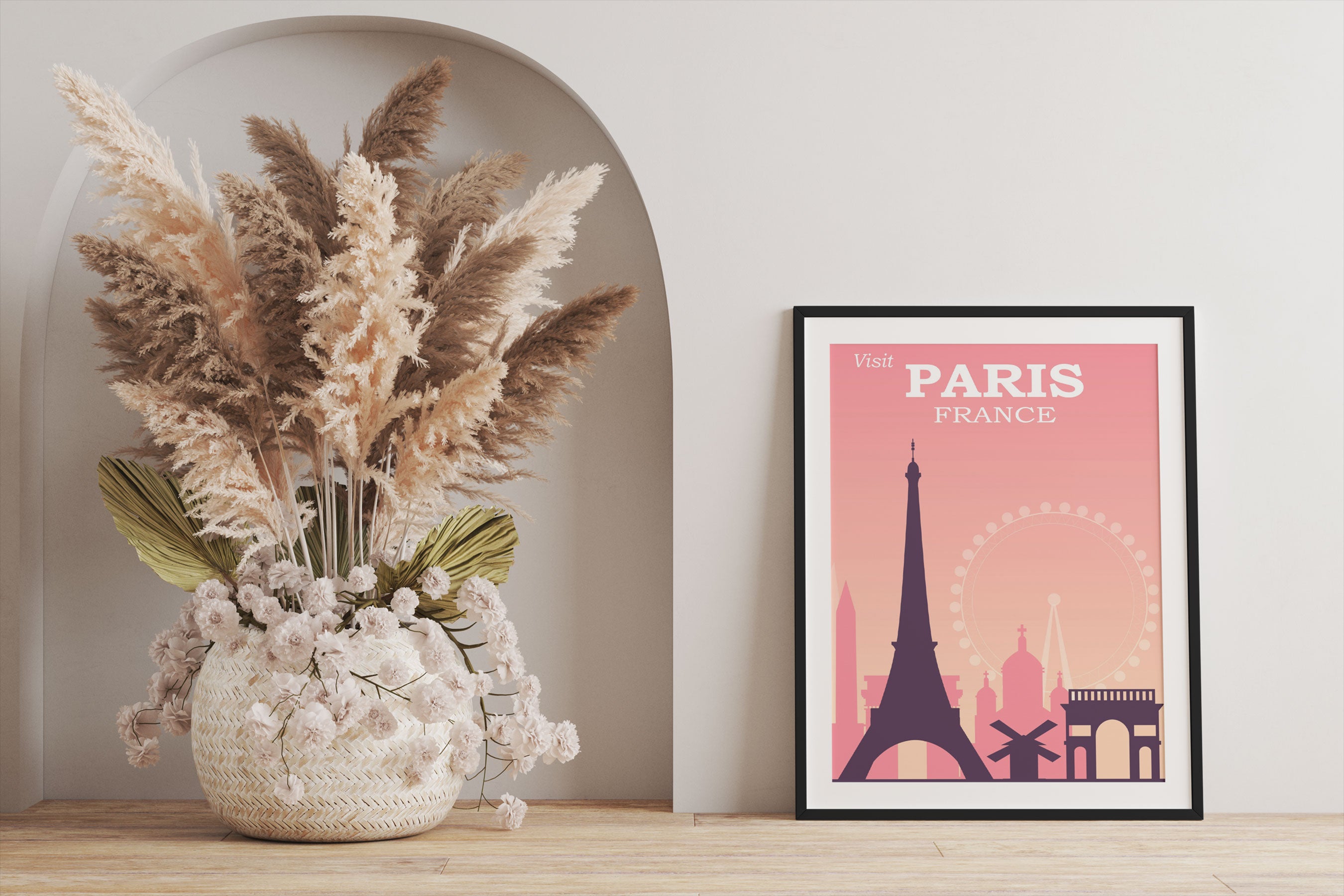 Vintage Poster  - Paris Sykline, Gerahmtes Bild