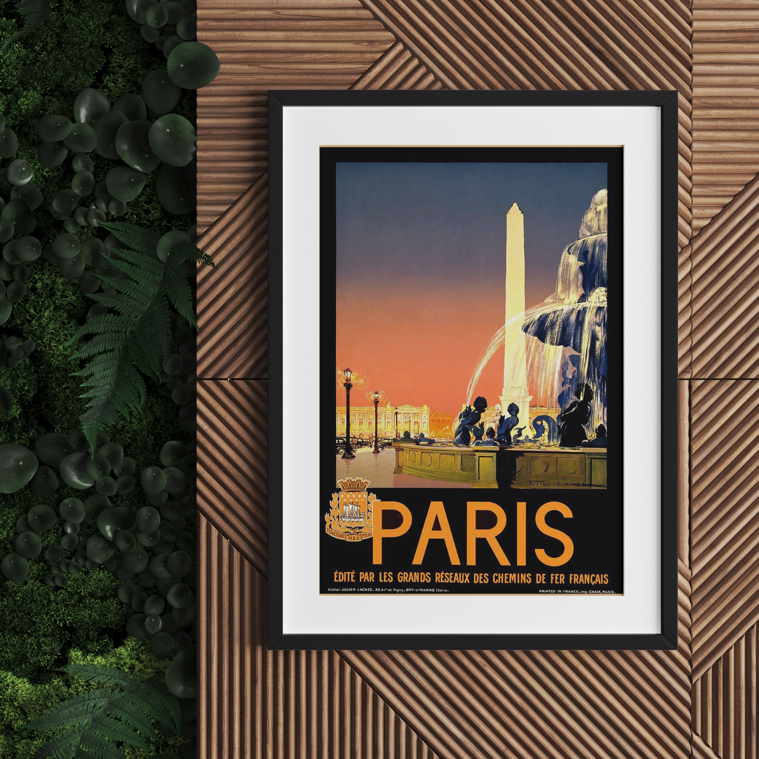 Vintage Poster  - Paris Brunnen, Gerahmtes Bild