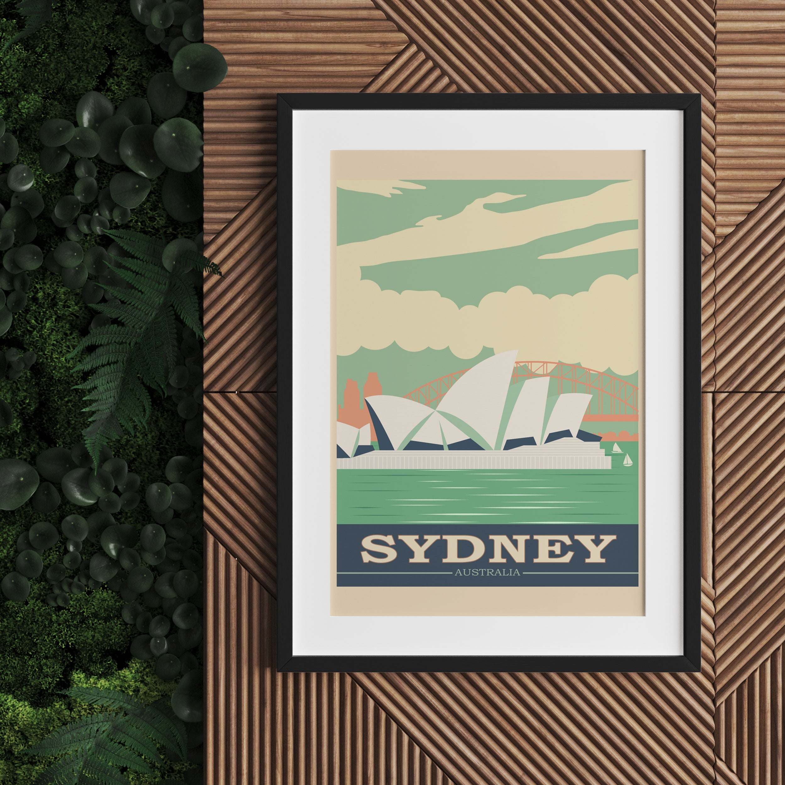 Vintage Poster  - Sydney Skyline I, Gerahmtes Bild