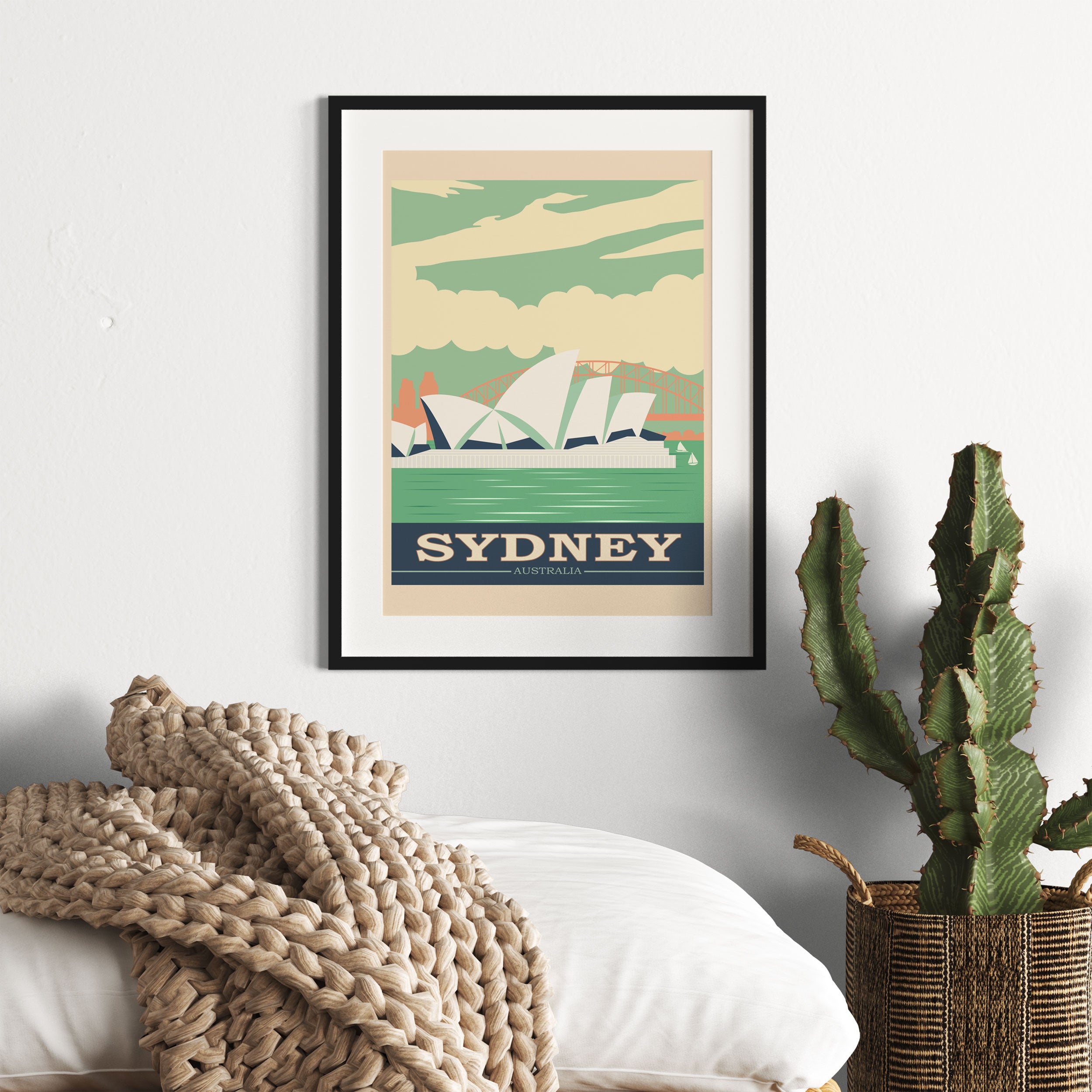 Vintage Poster  - Sydney Skyline I, Gerahmtes Bild