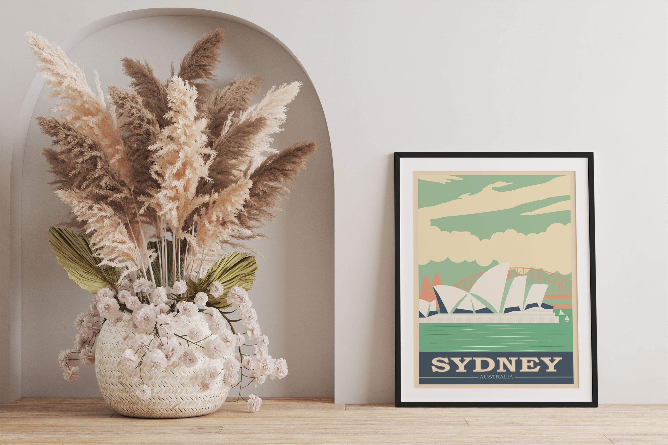 Vintage Poster  - Sydney Skyline I, Gerahmtes Bild