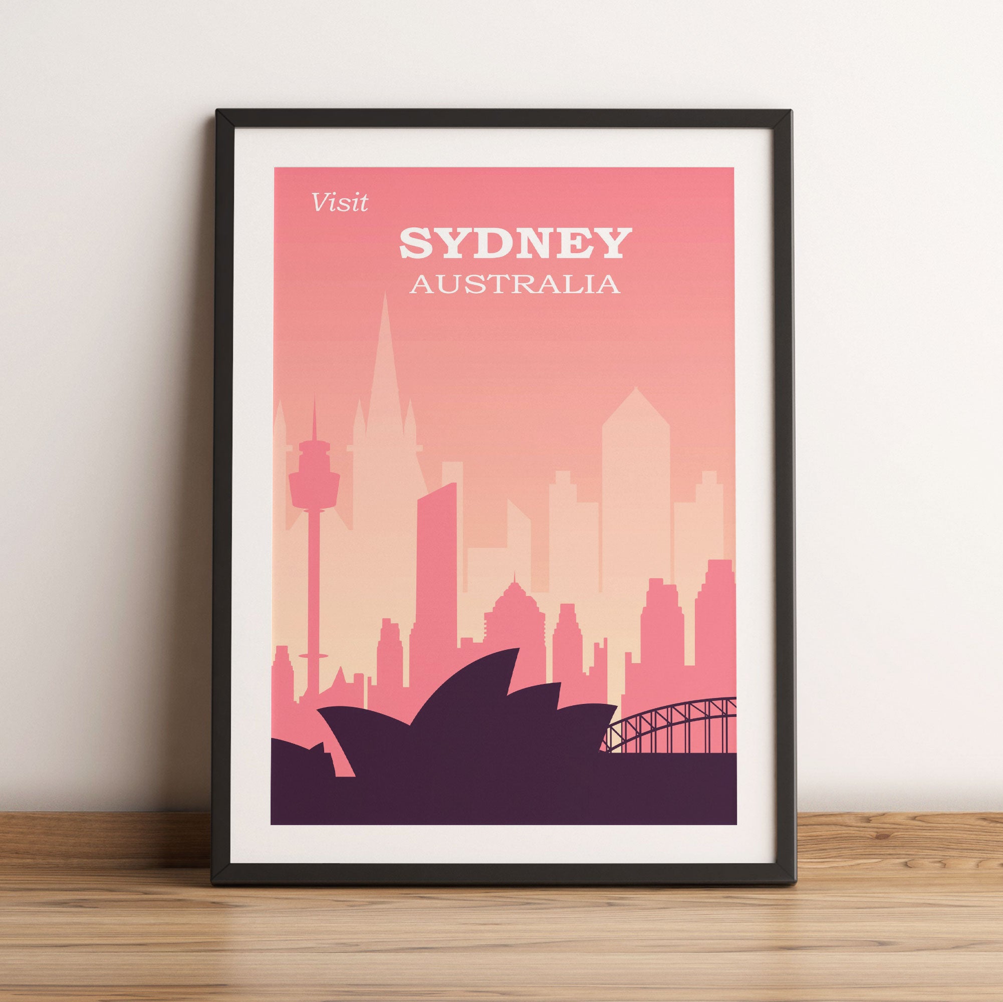 Vintage Poster  - Sydney Skyline II, Gerahmtes Bild