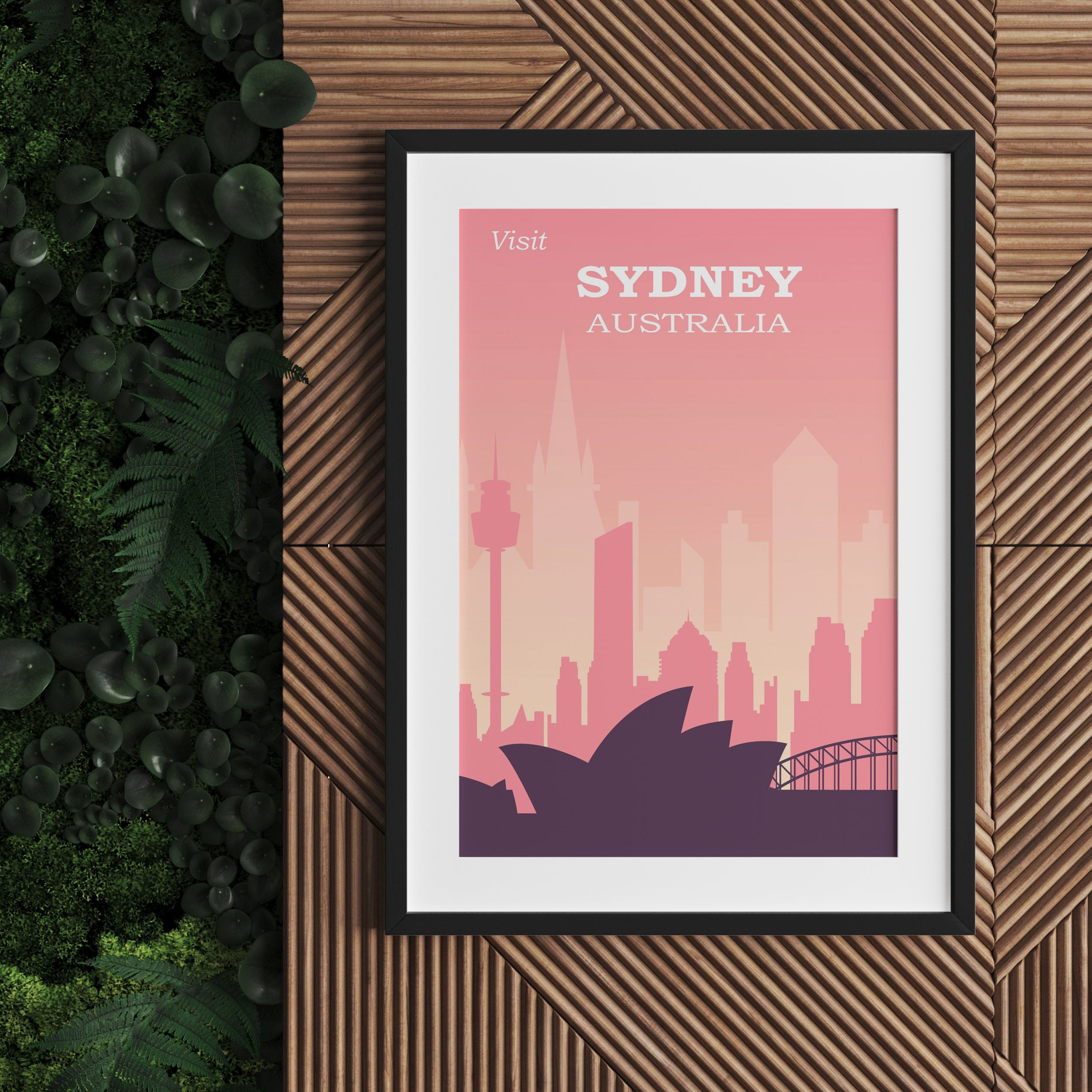 Vintage Poster  - Sydney Skyline II, Gerahmtes Bild