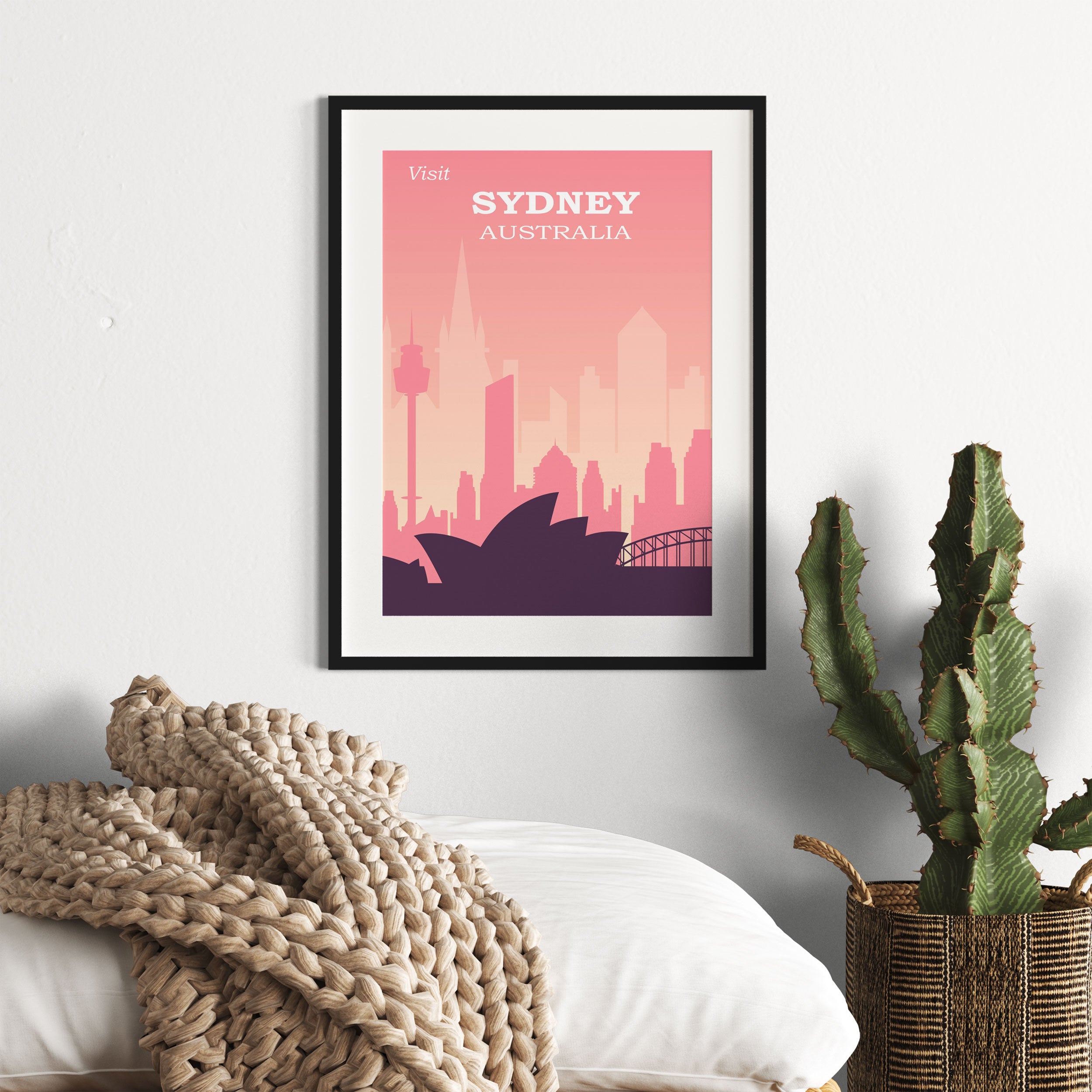 Vintage Poster  - Sydney Skyline II, Gerahmtes Bild