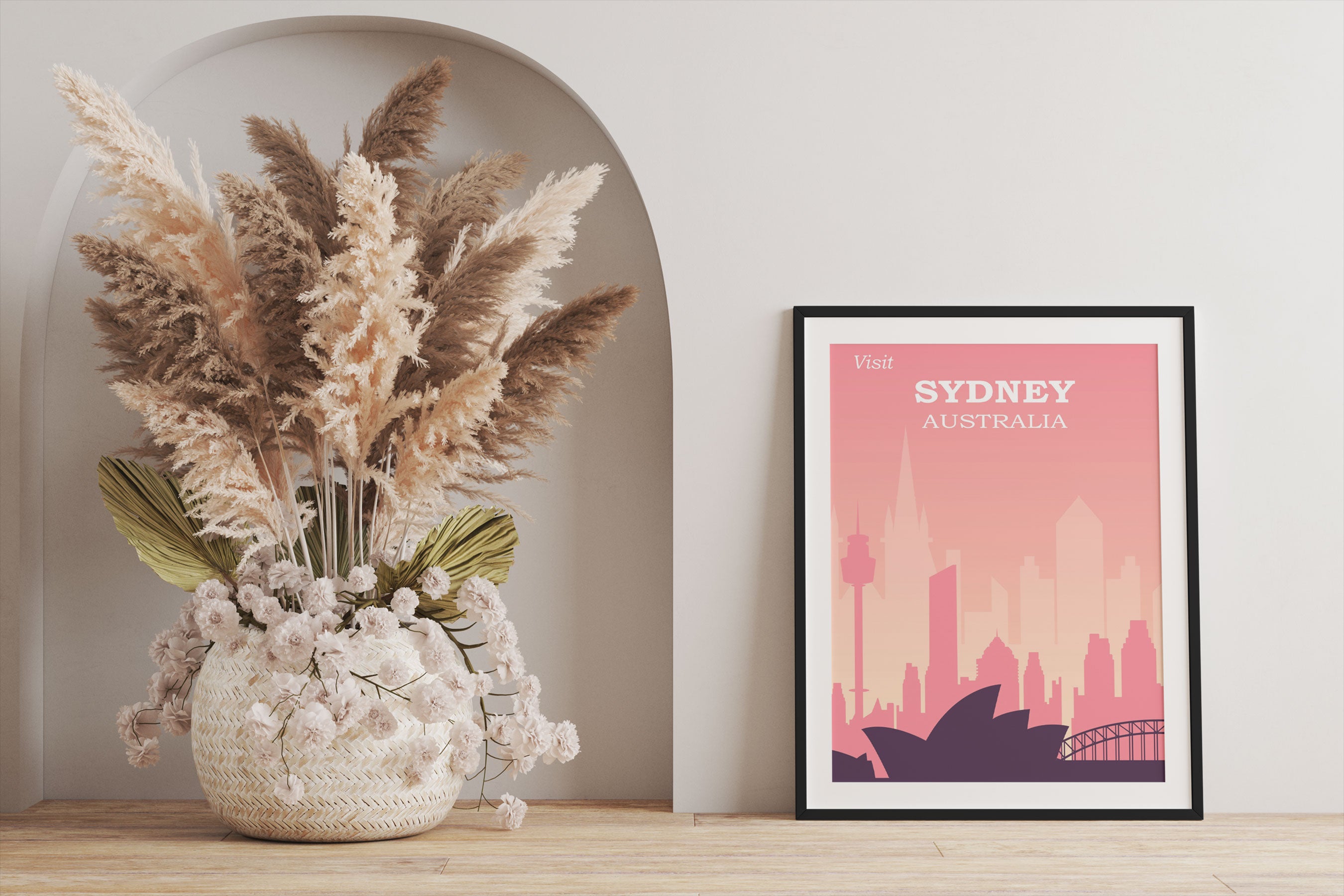 Vintage Poster  - Sydney Skyline II, Gerahmtes Bild