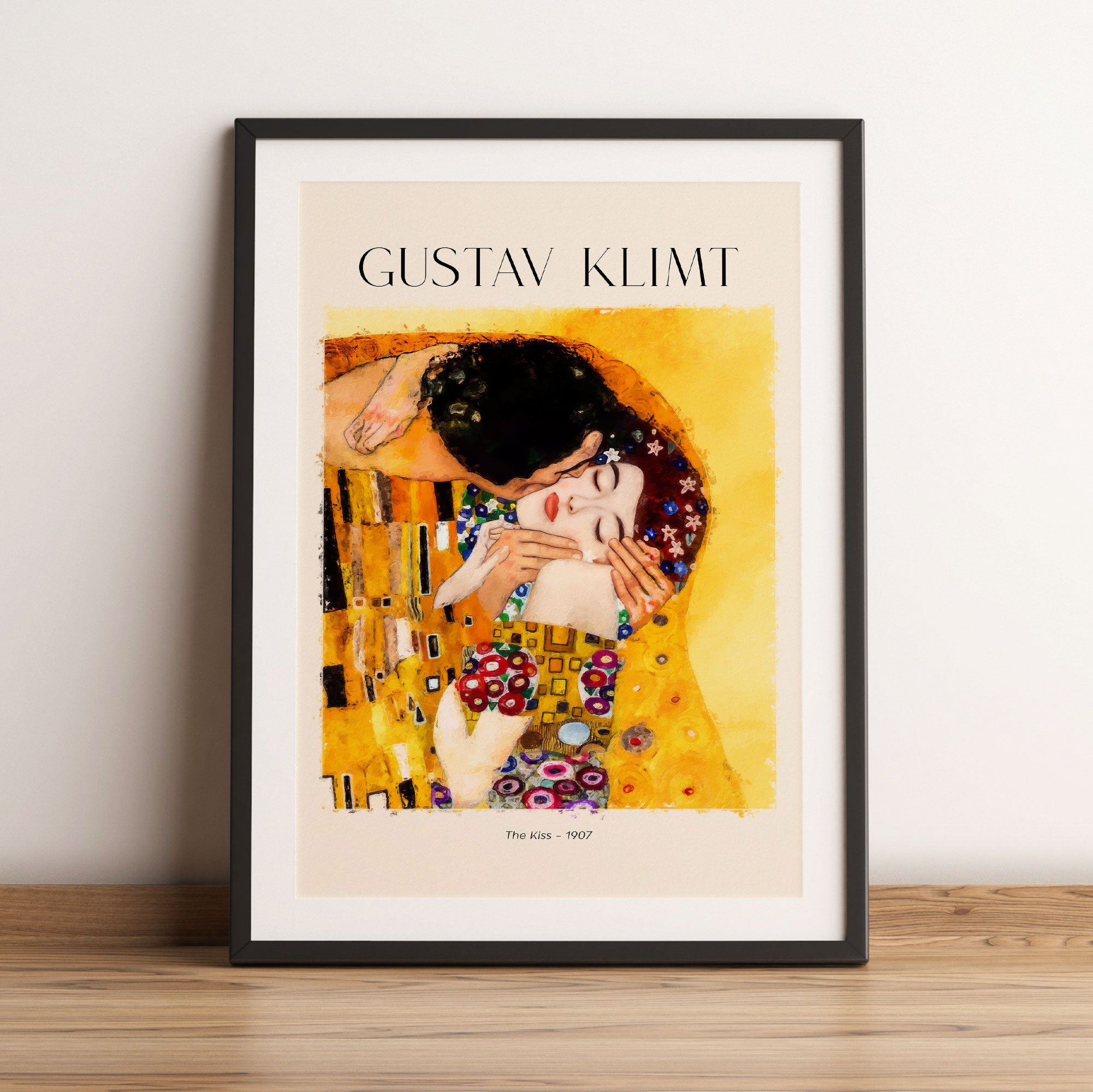 Art Portrait  - Gustav Klimt - Der Kuss, Gerahmtes Bild