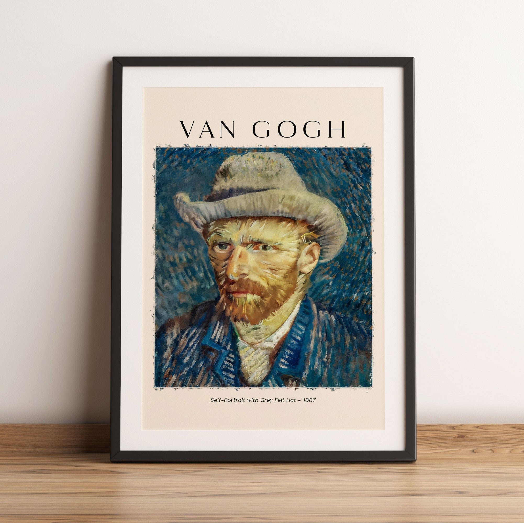 Art Portrait  - Van Gogh - Selbstportrait mit Hut, Gerahmtes Bild