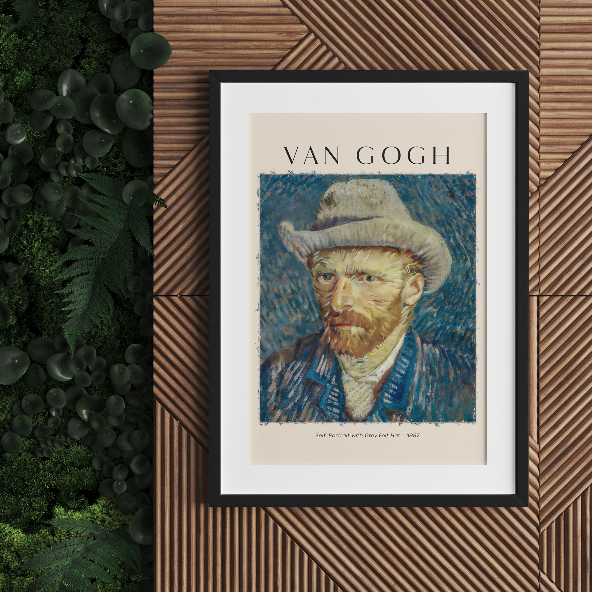 Art Portrait  - Van Gogh - Selbstportrait mit Hut, Gerahmtes Bild