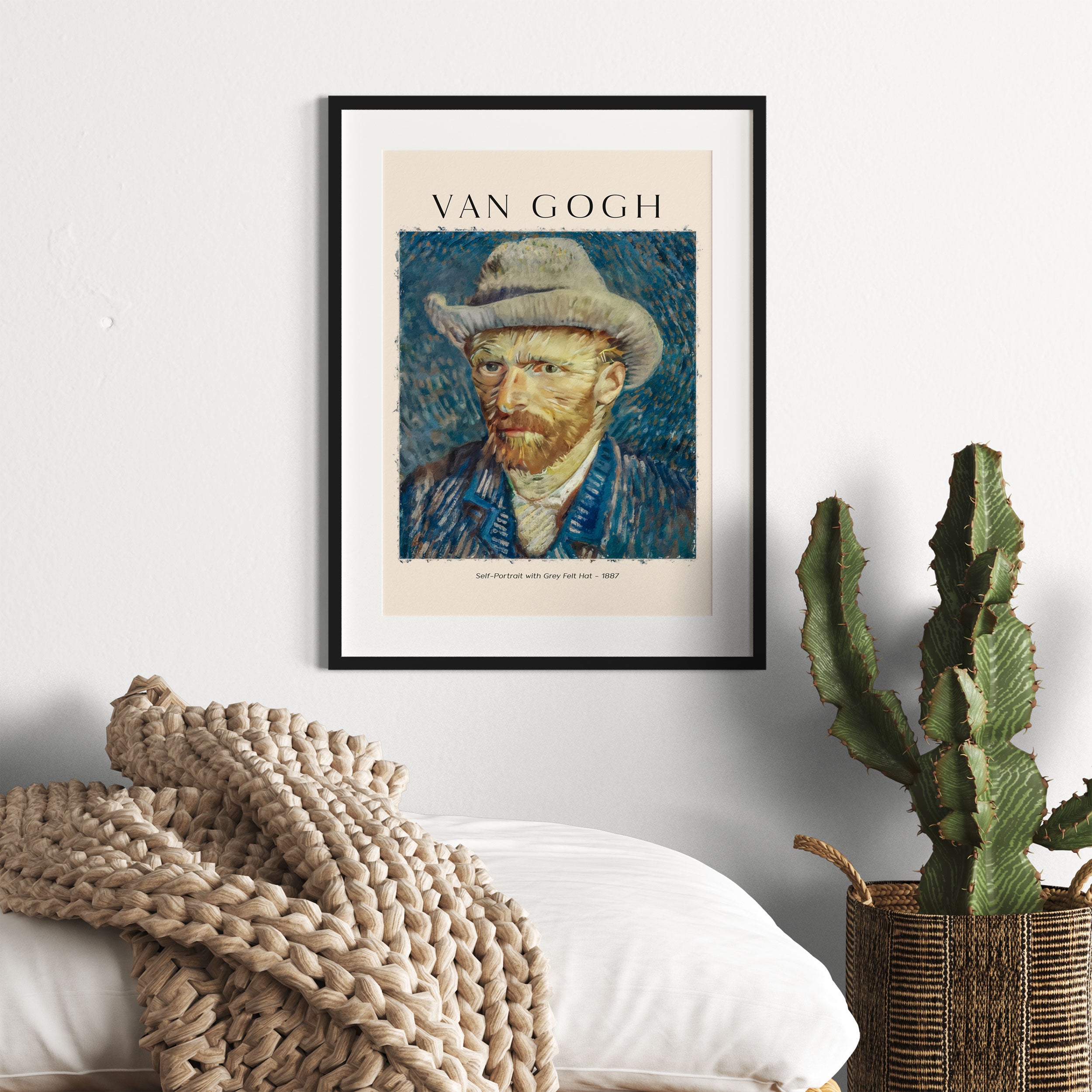 Art Portrait  - Van Gogh - Selbstportrait mit Hut, Gerahmtes Bild