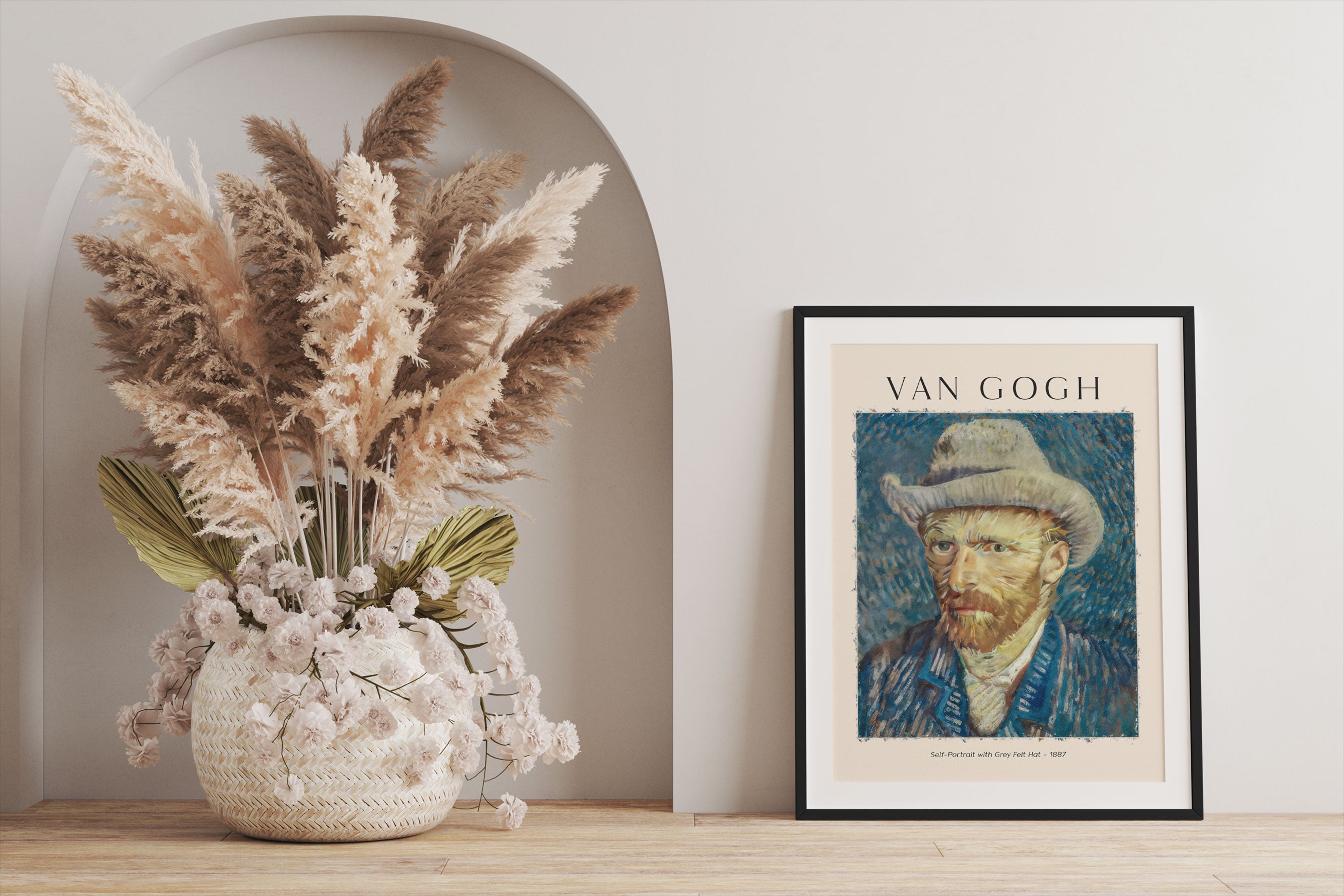 Art Portrait  - Van Gogh - Selbstportrait mit Hut, Gerahmtes Bild