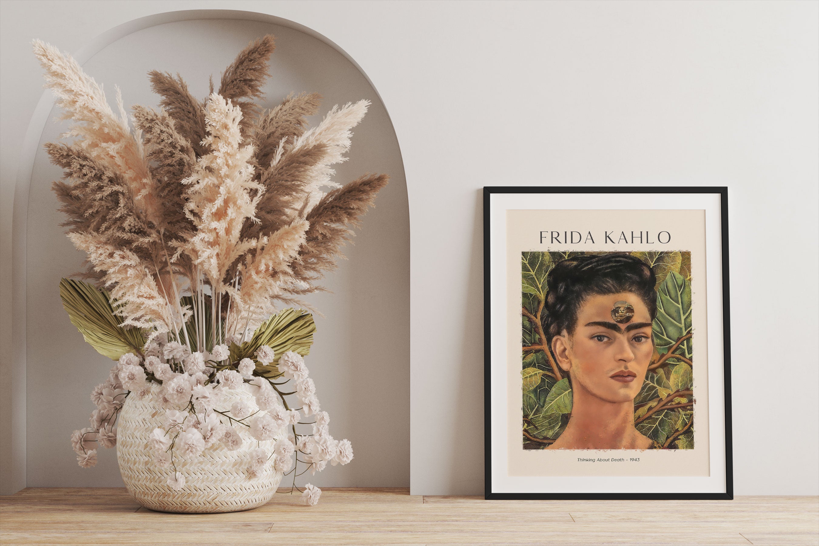 Art Portrait  - Frida Kahlo - Gedanken an den Tod, Gerahmtes Bild