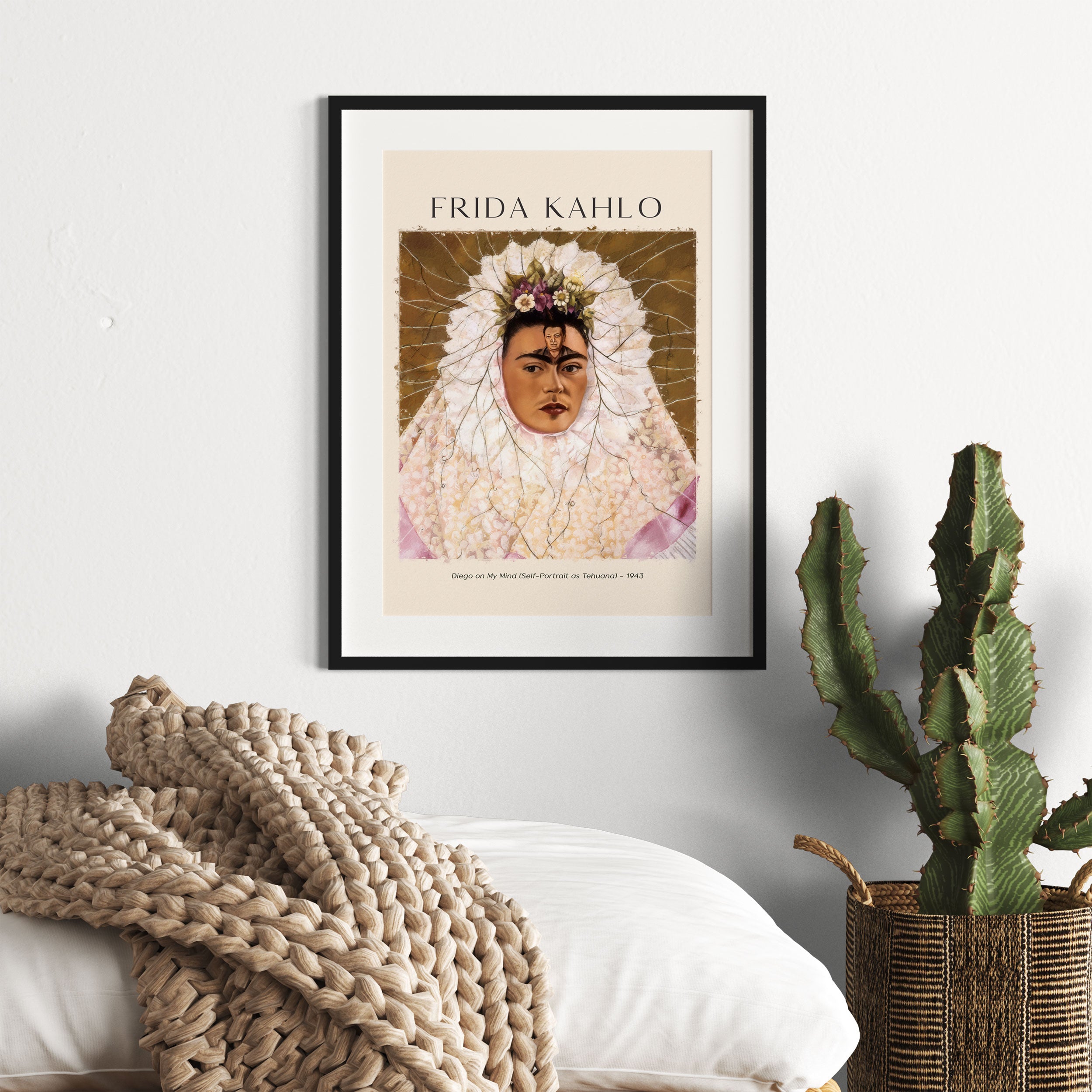 Art Portrait  - Frida Kahlo - Diego in meinen Gedanken , Gerahmtes Bild