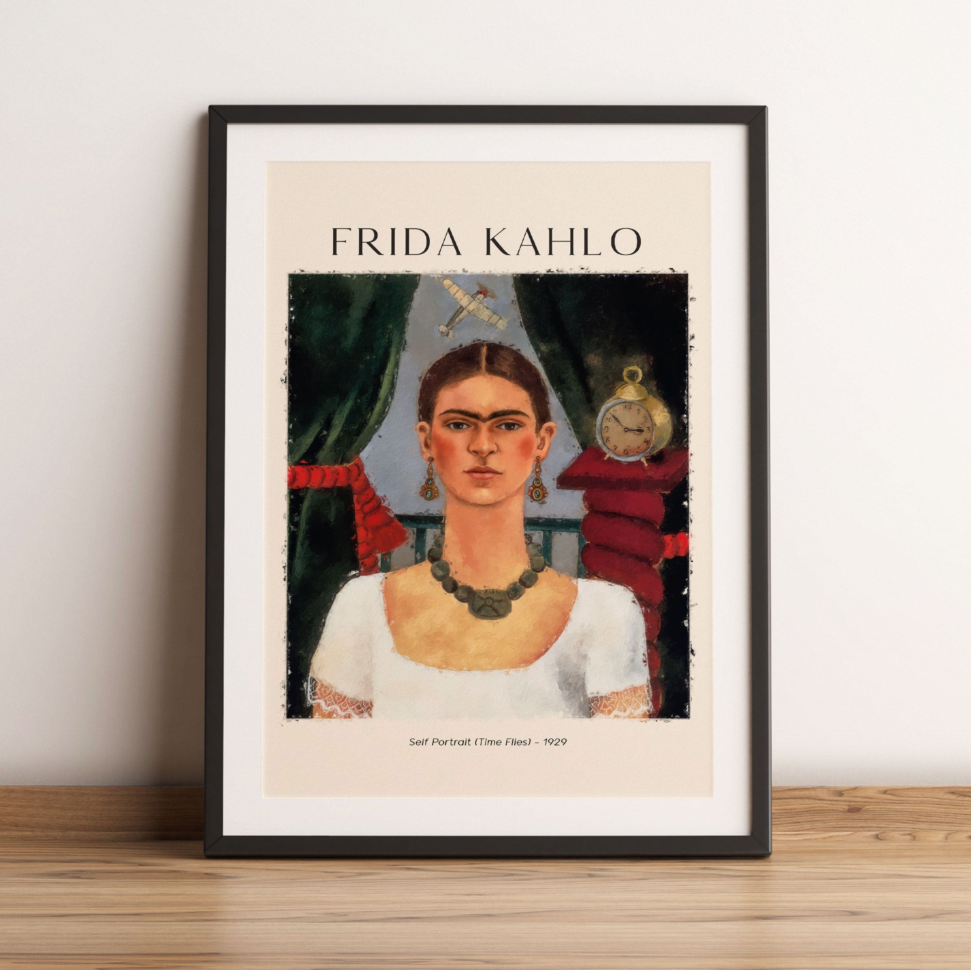 Art Portrait  - Frida Kahlo - Die Zeit fliegt, Gerahmtes Bild