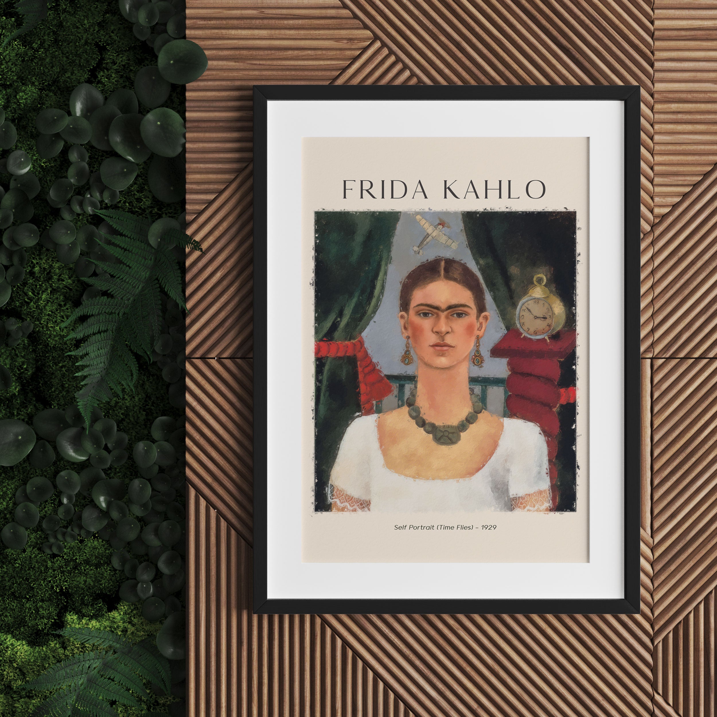 Art Portrait  - Frida Kahlo - Die Zeit fliegt, Gerahmtes Bild