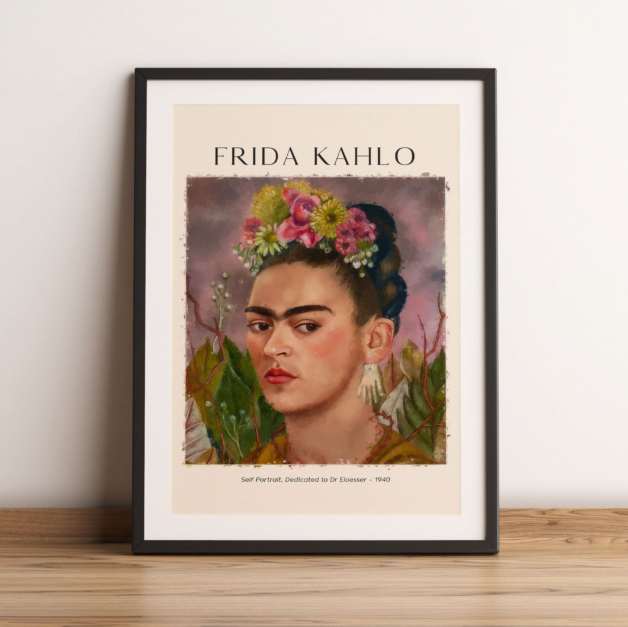 Art Portrait  - Frida Kahlo - Dr Eloesser gewidmet, Gerahmtes Bild