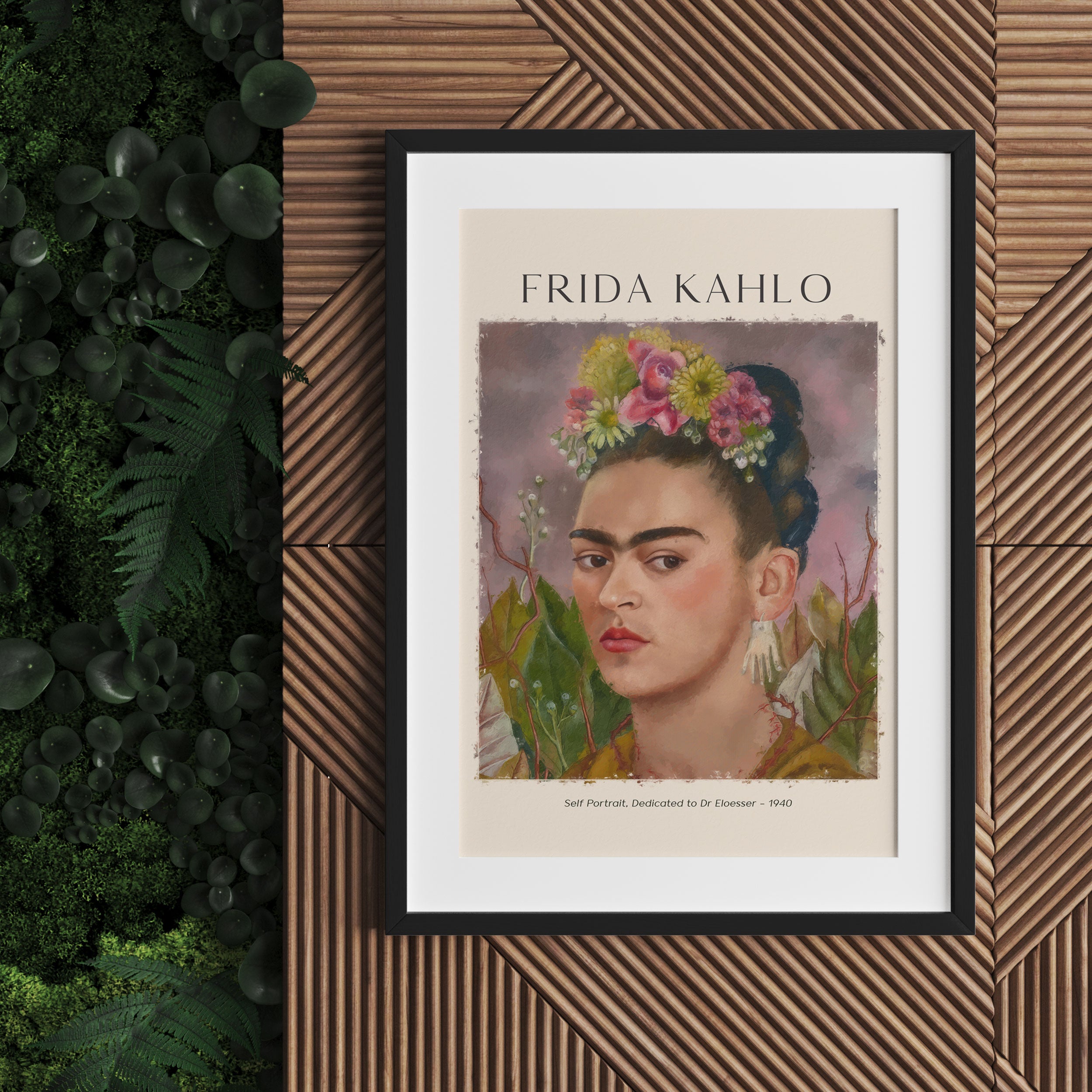 Art Portrait  - Frida Kahlo - Dr Eloesser gewidmet, Gerahmtes Bild