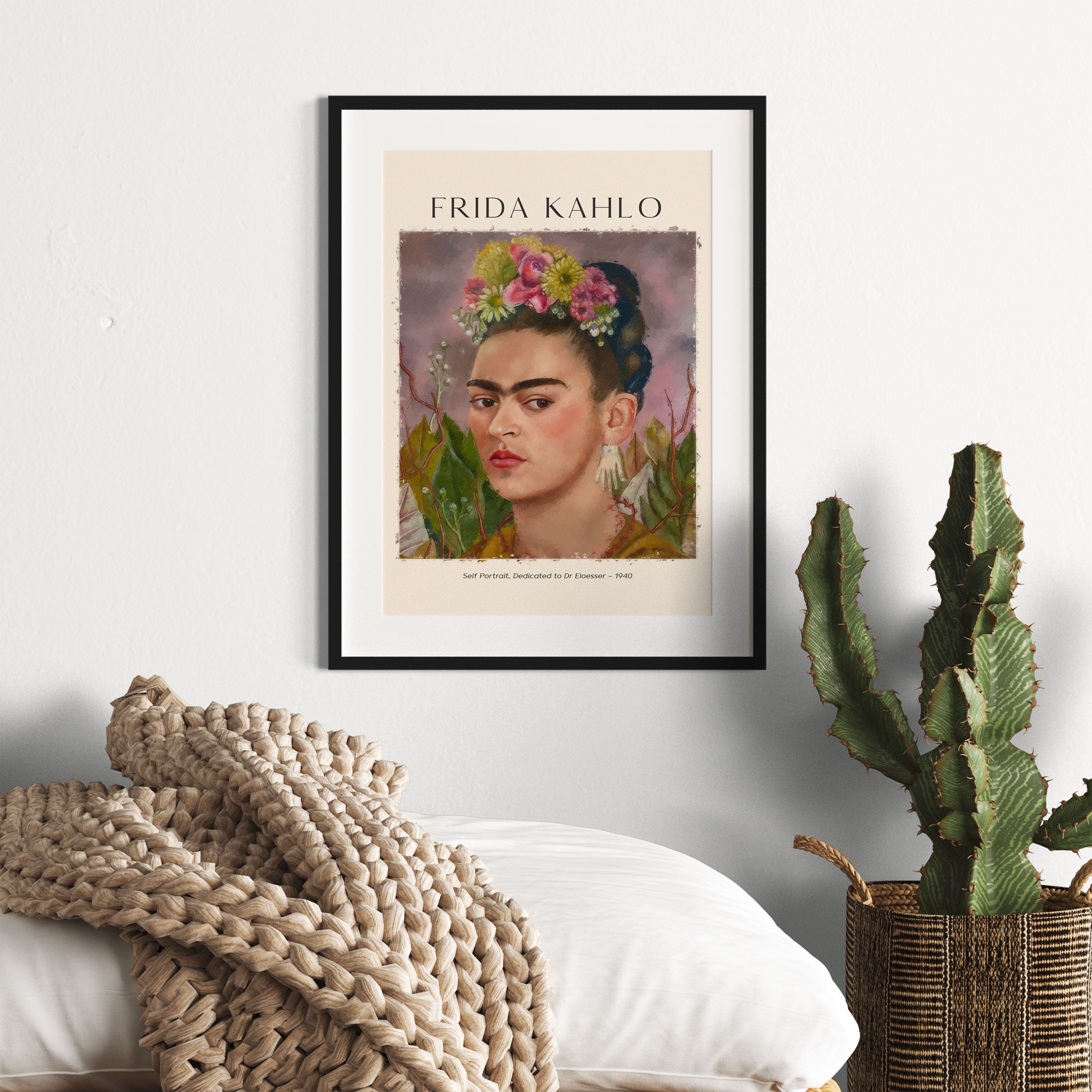 Art Portrait  - Frida Kahlo - Dr Eloesser gewidmet, Gerahmtes Bild