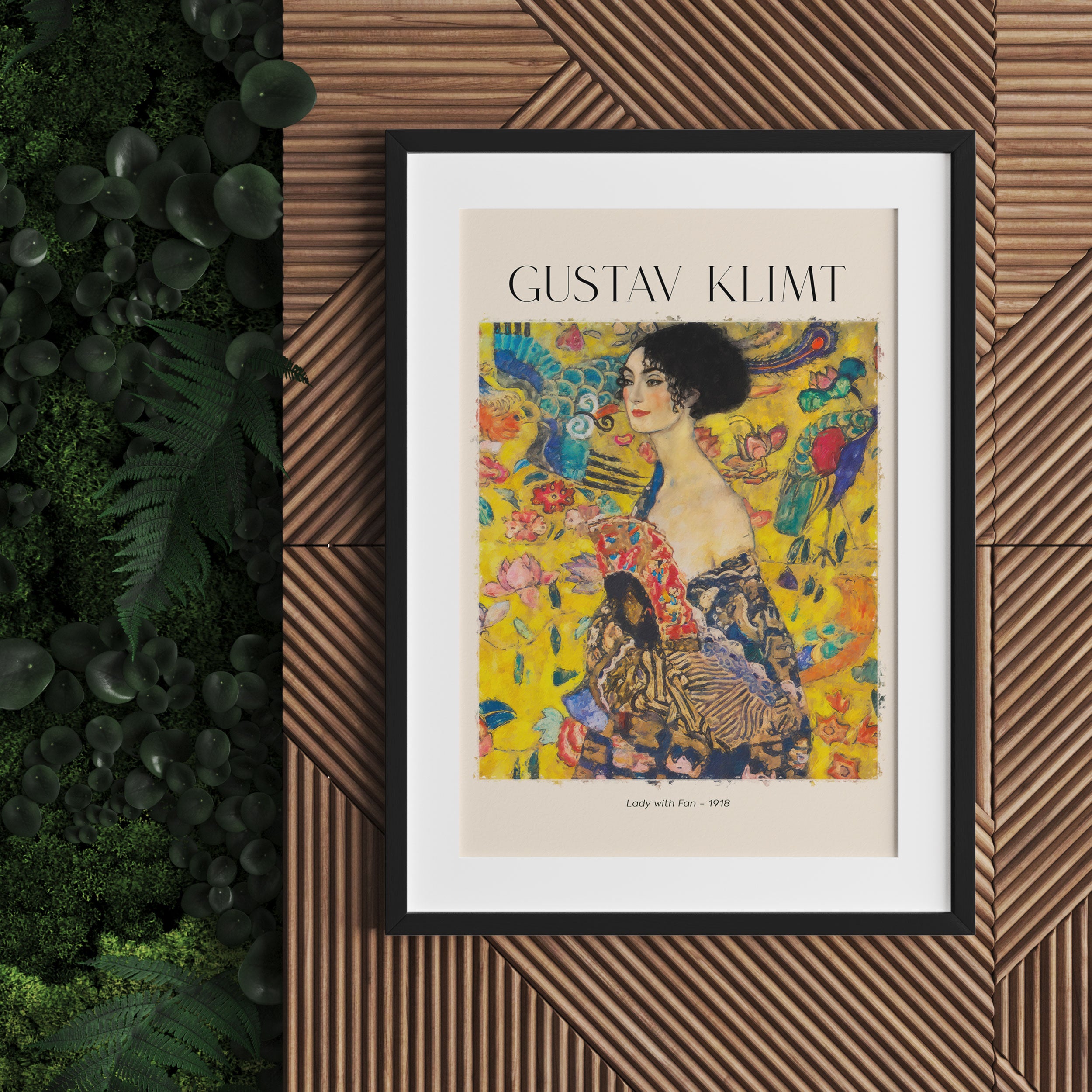 Art Portrait  - Gustav Klimt - Dame mit Fächer, Gerahmtes Bild