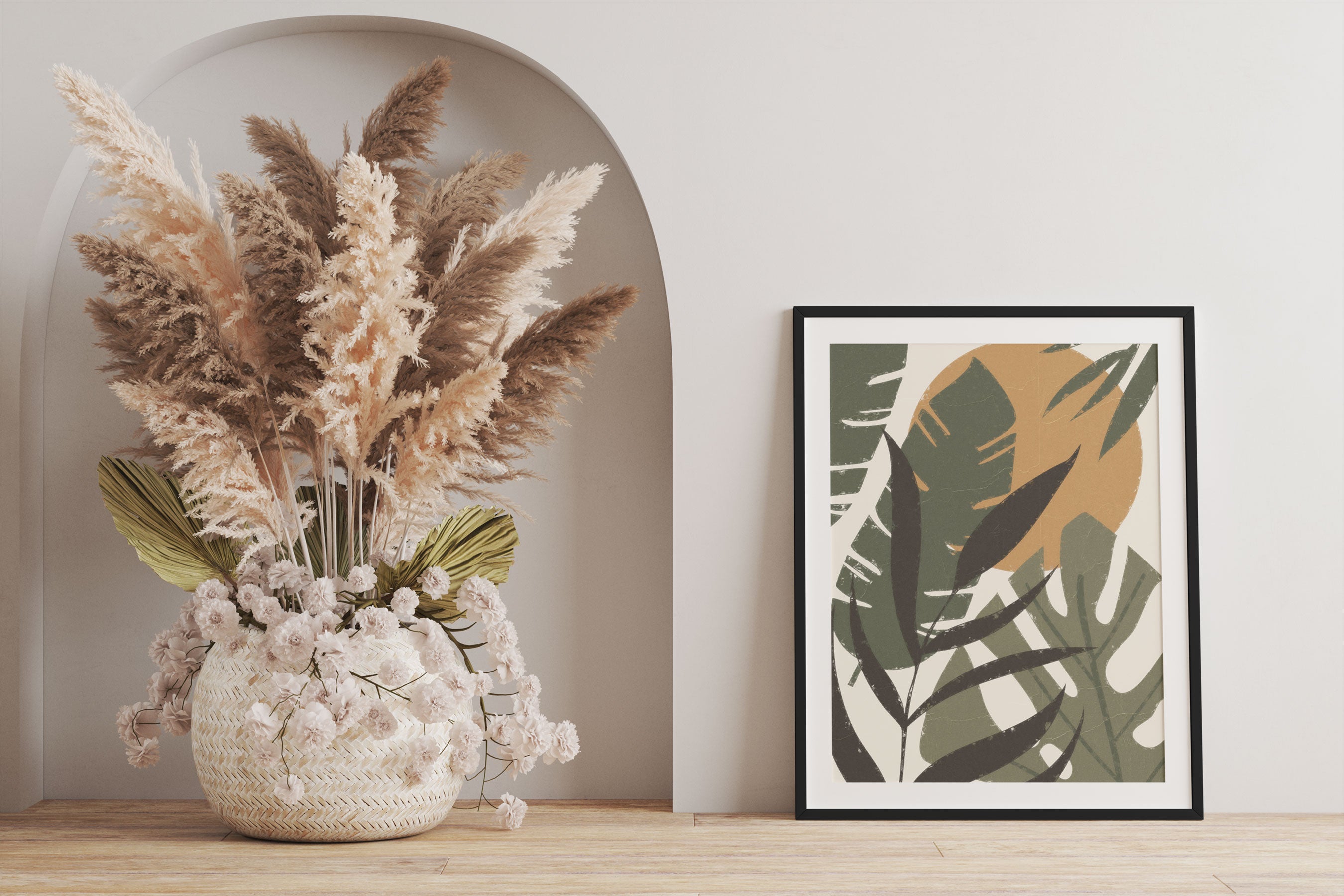 Modern Art Botanical  - Blätter II, Gerahmtes Bild