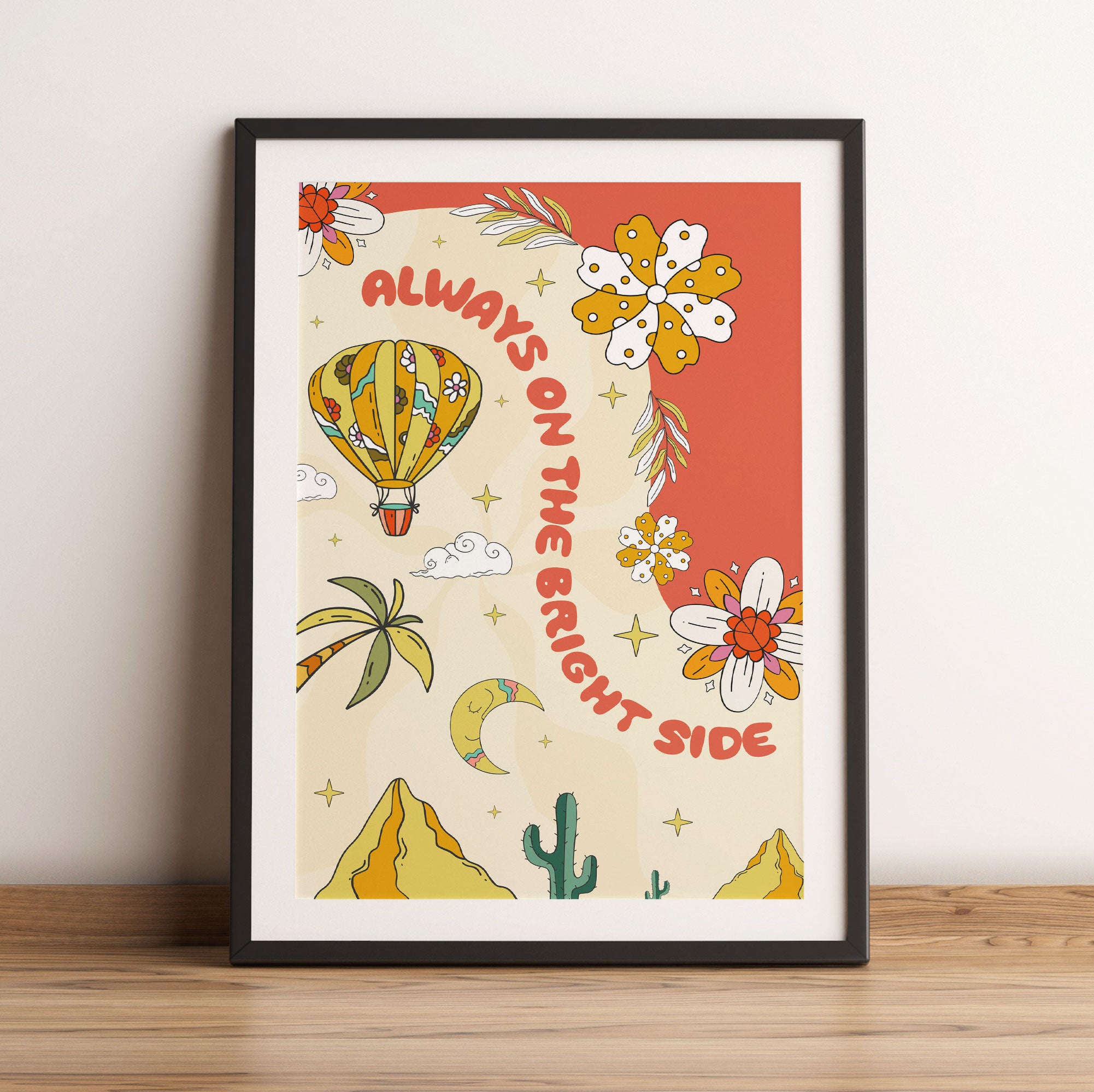 Hippie Art  - Always on the bright side, Gerahmtes Bild