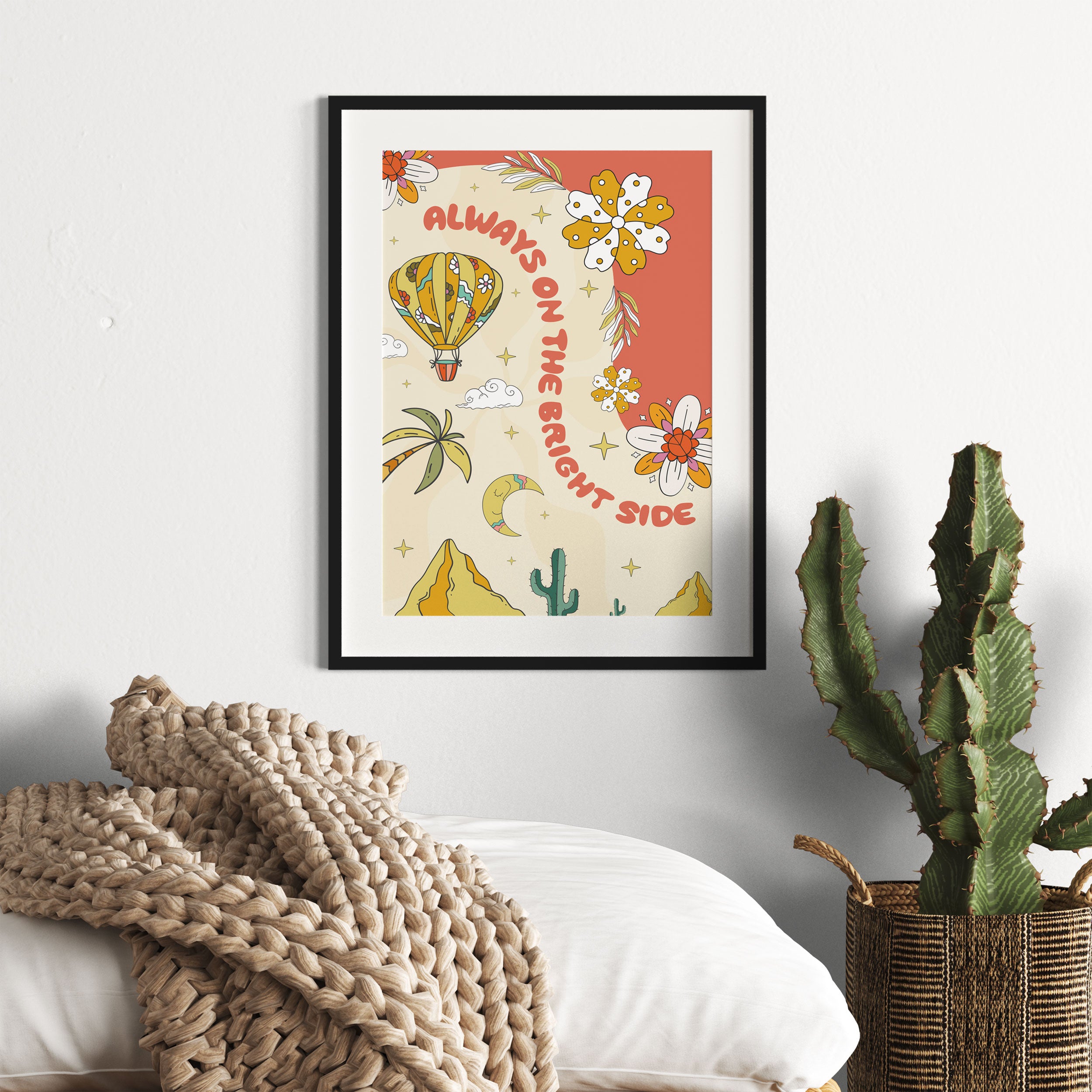 Hippie Art  - Always on the bright side, Gerahmtes Bild