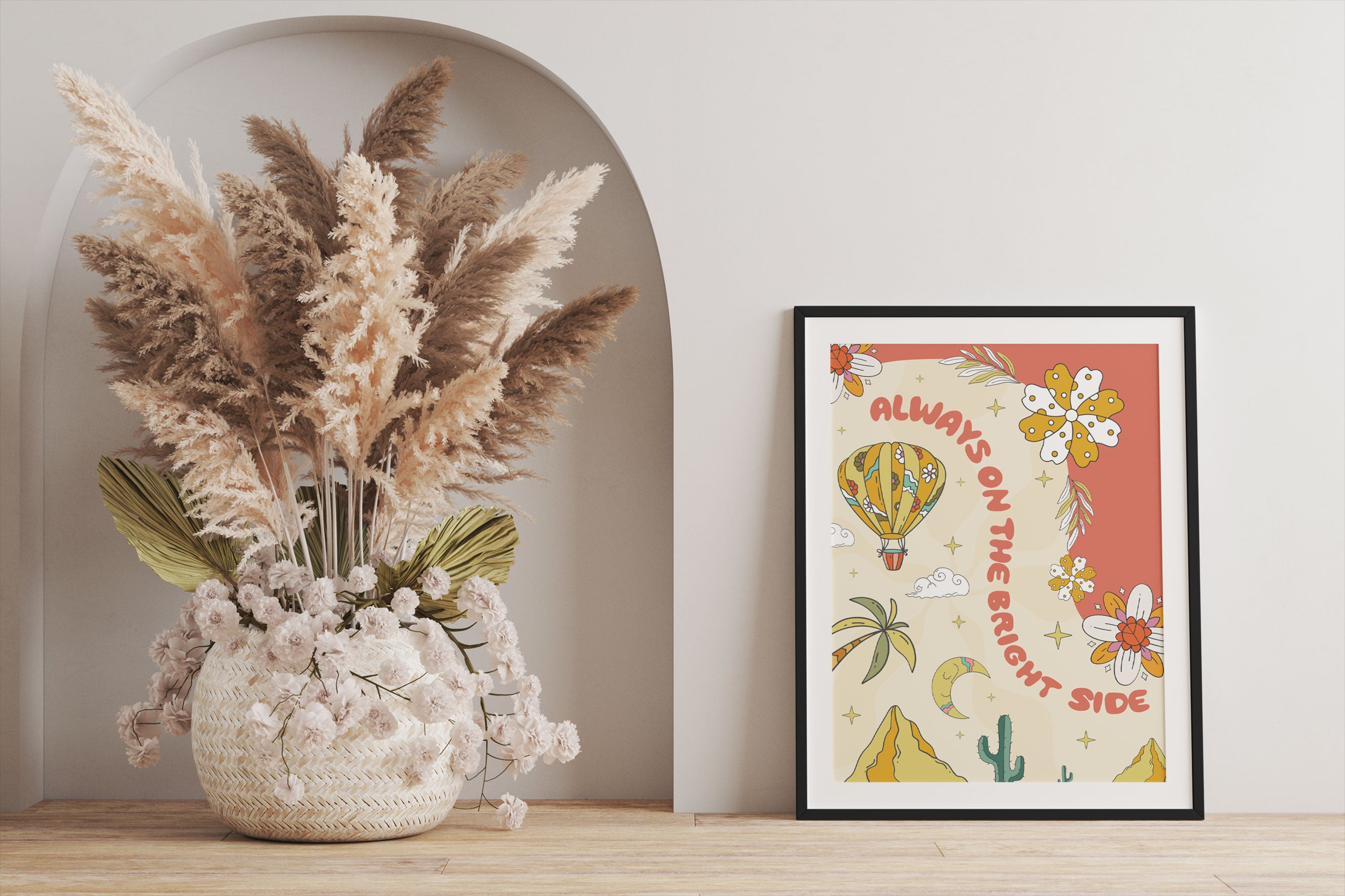 Hippie Art  - Always on the bright side, Gerahmtes Bild