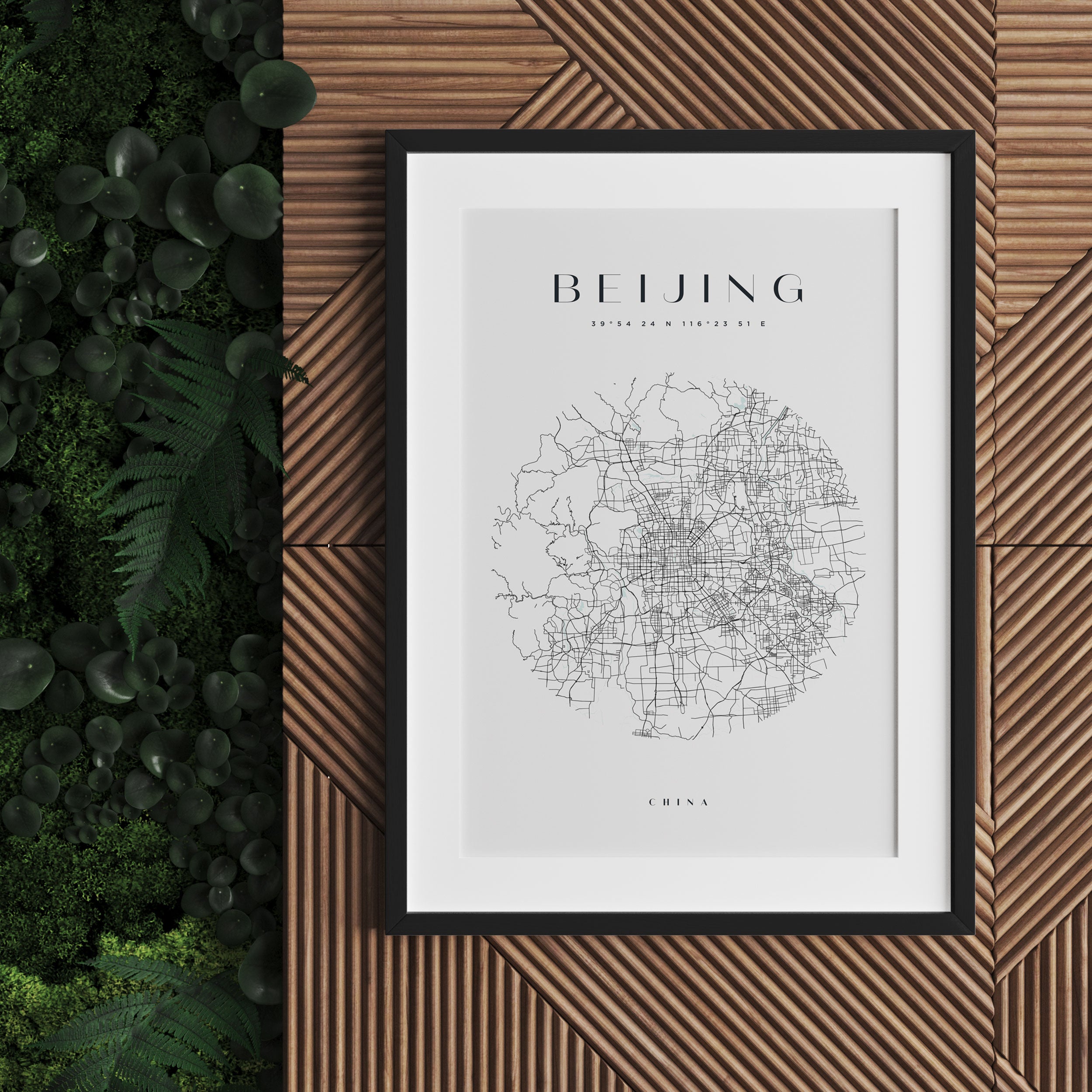 Stadtkarte Rund  - Beijing, Gerahmtes Bild