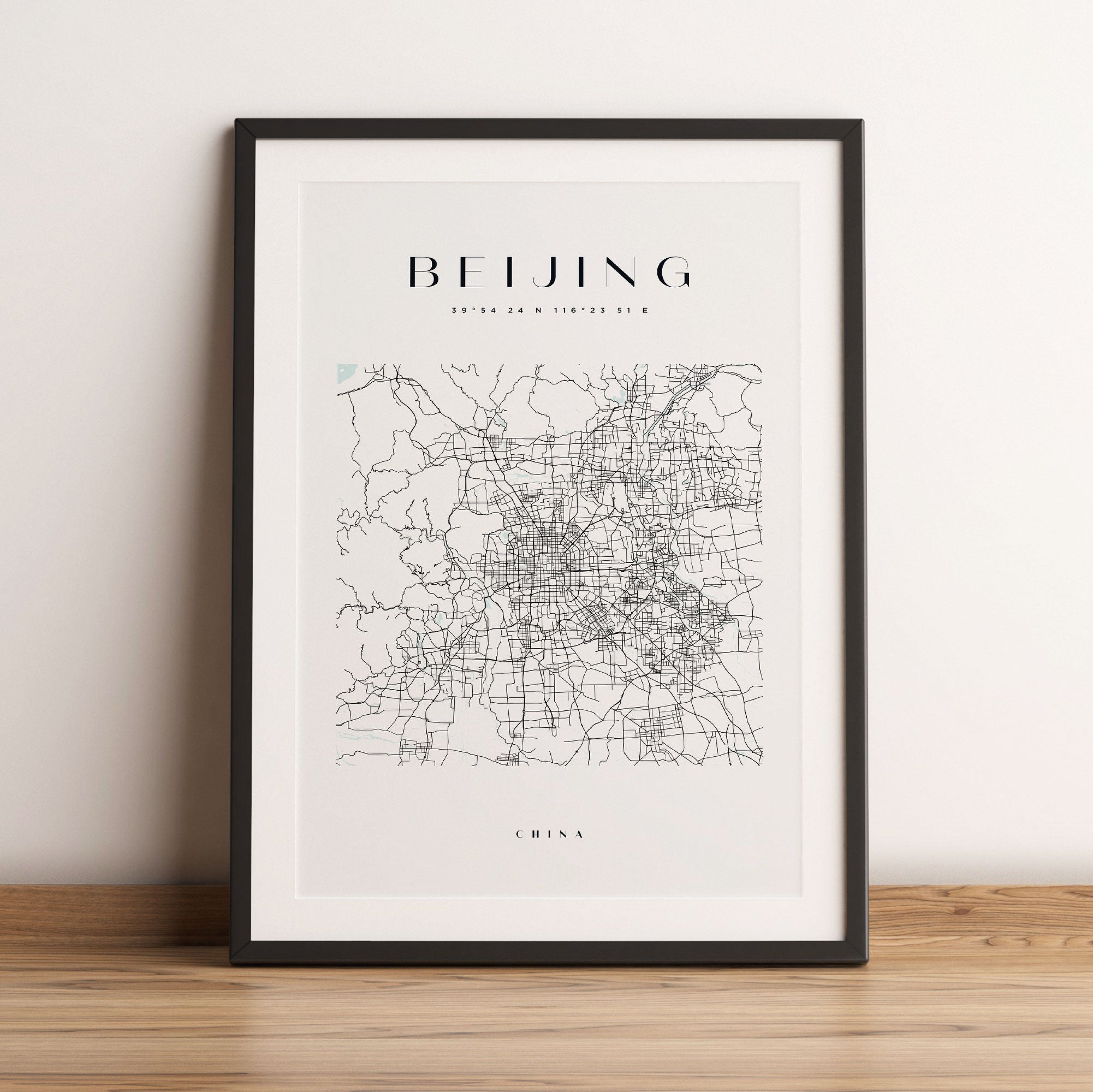 Stadtkarte Eckig  - Beijing, Gerahmtes Bild