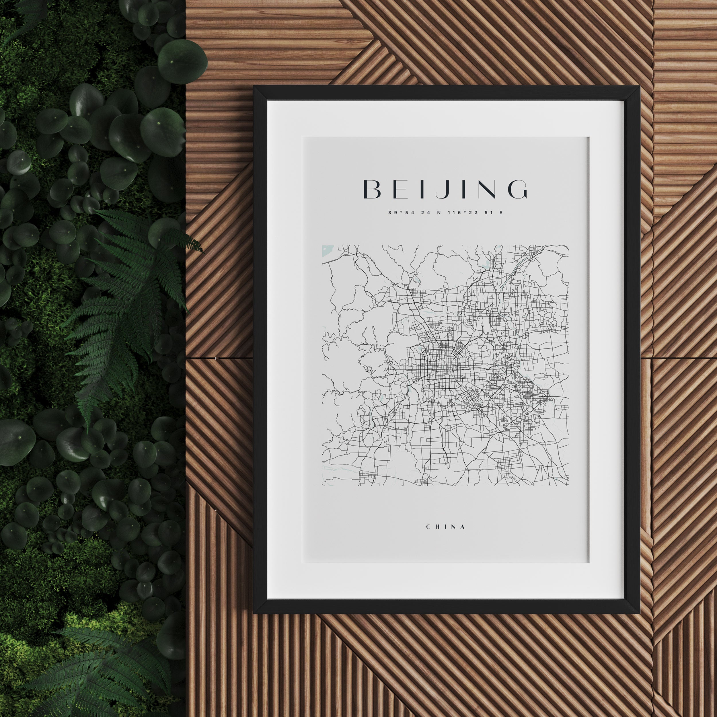 Stadtkarte Eckig  - Beijing, Gerahmtes Bild
